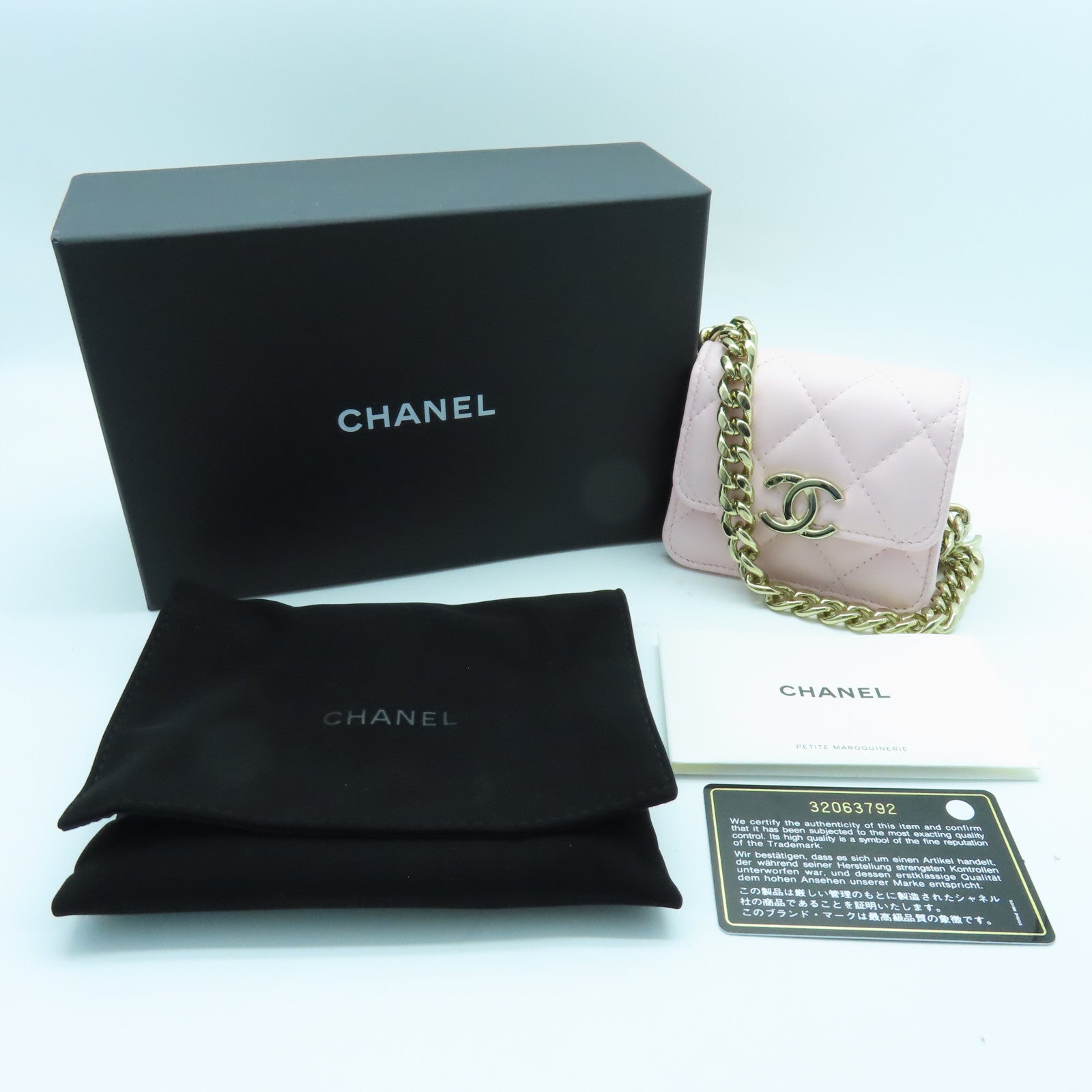 CHANEL 菱格羊皮皮革Chain Shoulder Bag金扣链带肩背袋粉红色