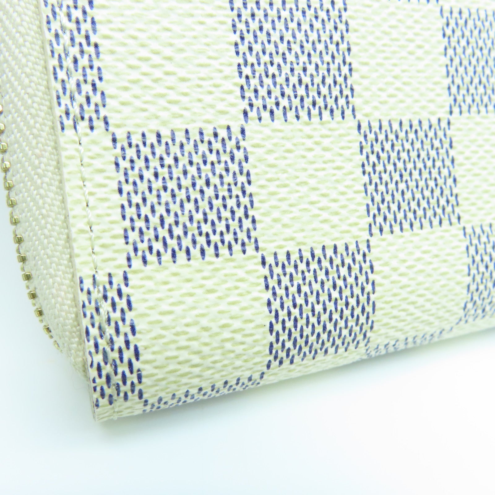 LOUIS VUITTON Damier Azur Long Wallet gold buckle long wallet beige