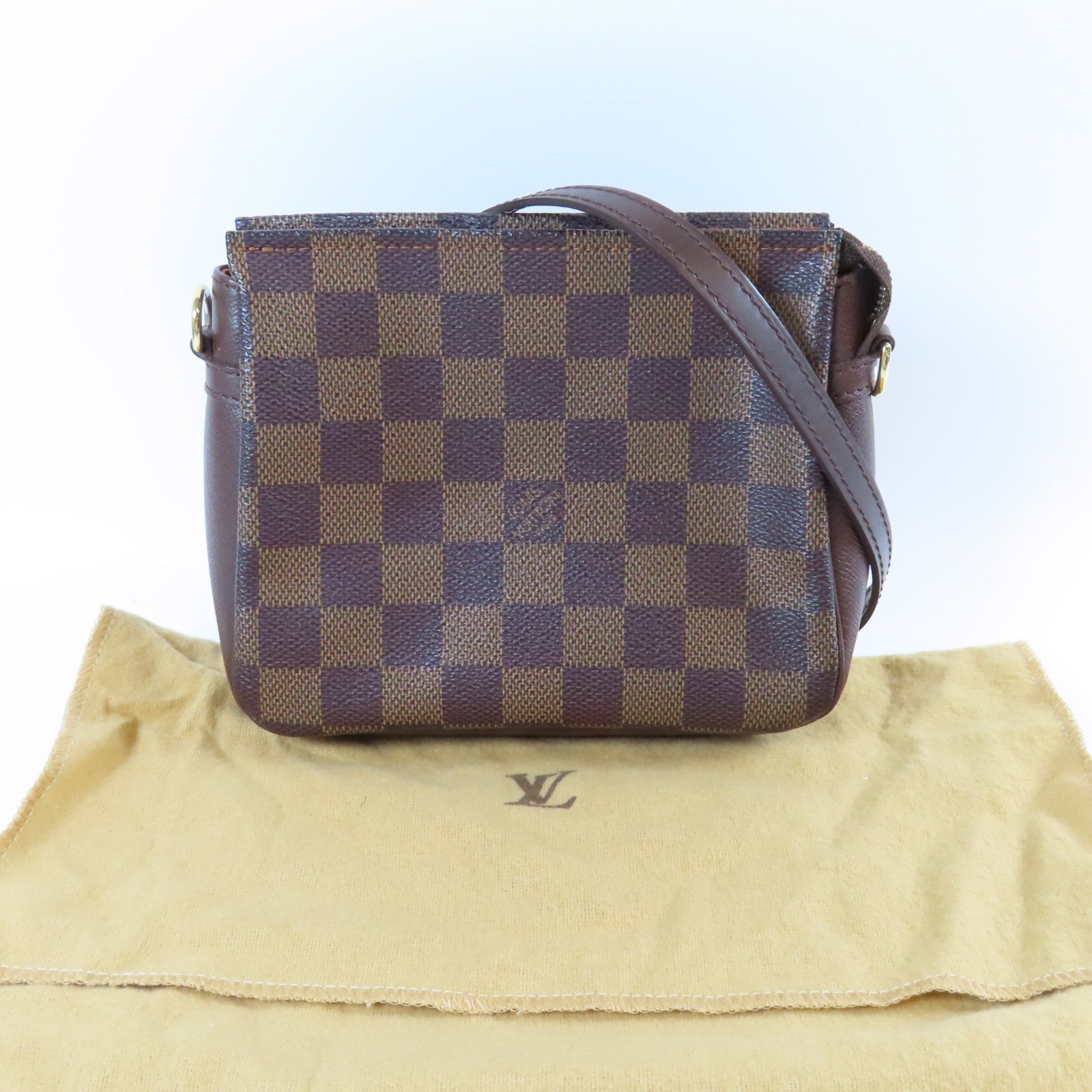 LOUIS VUITTON Damier Ebene Trousse Makeup Pouch金扣肩背袋啡色
