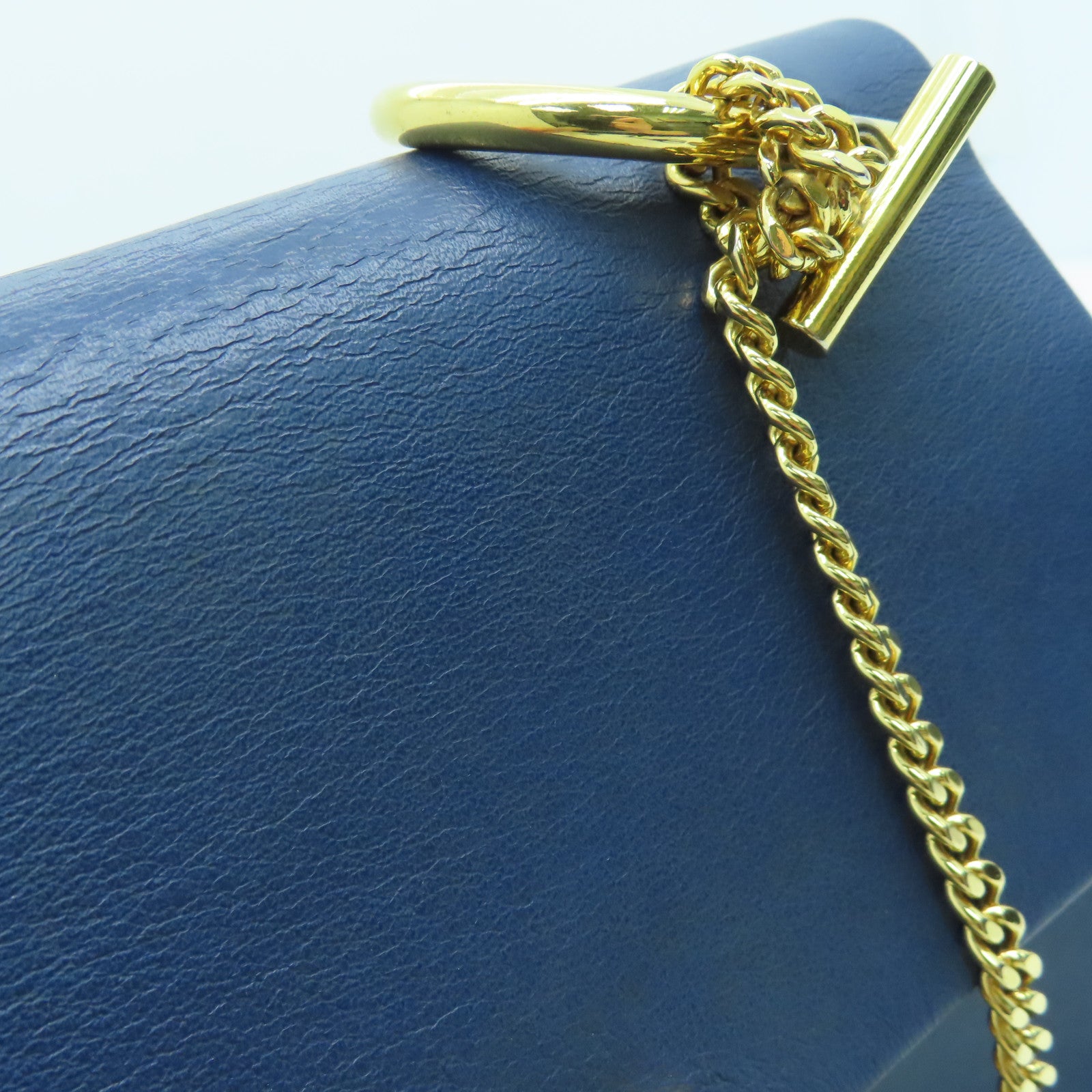 Chloe 牛皮皮革Chain Shoulder Bag金扣链带肩背袋蓝色