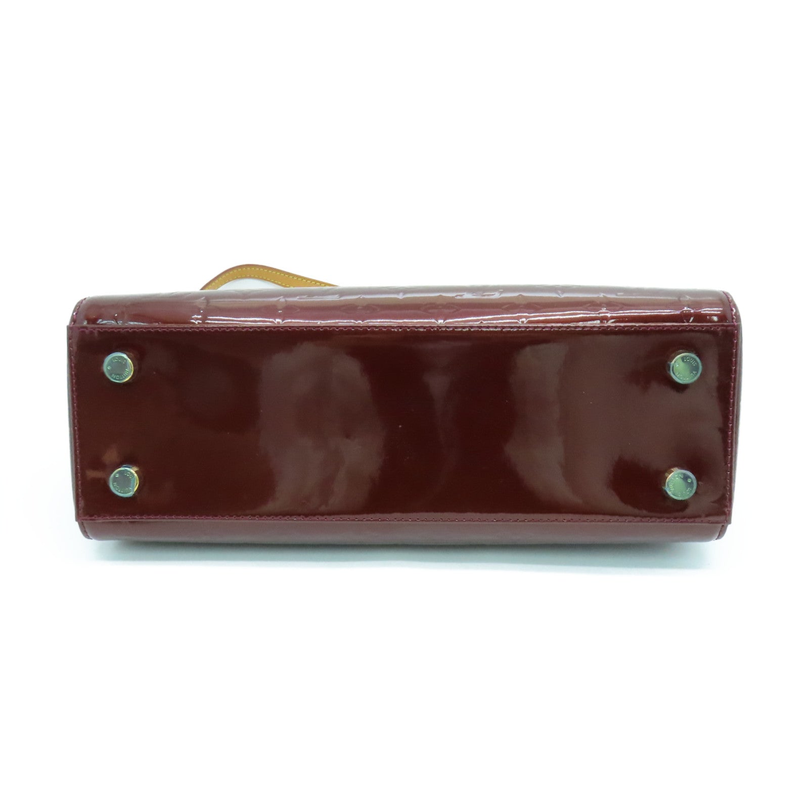 LOUIS VUITTON Vernis Brera MM金扣手挽袋酒红色