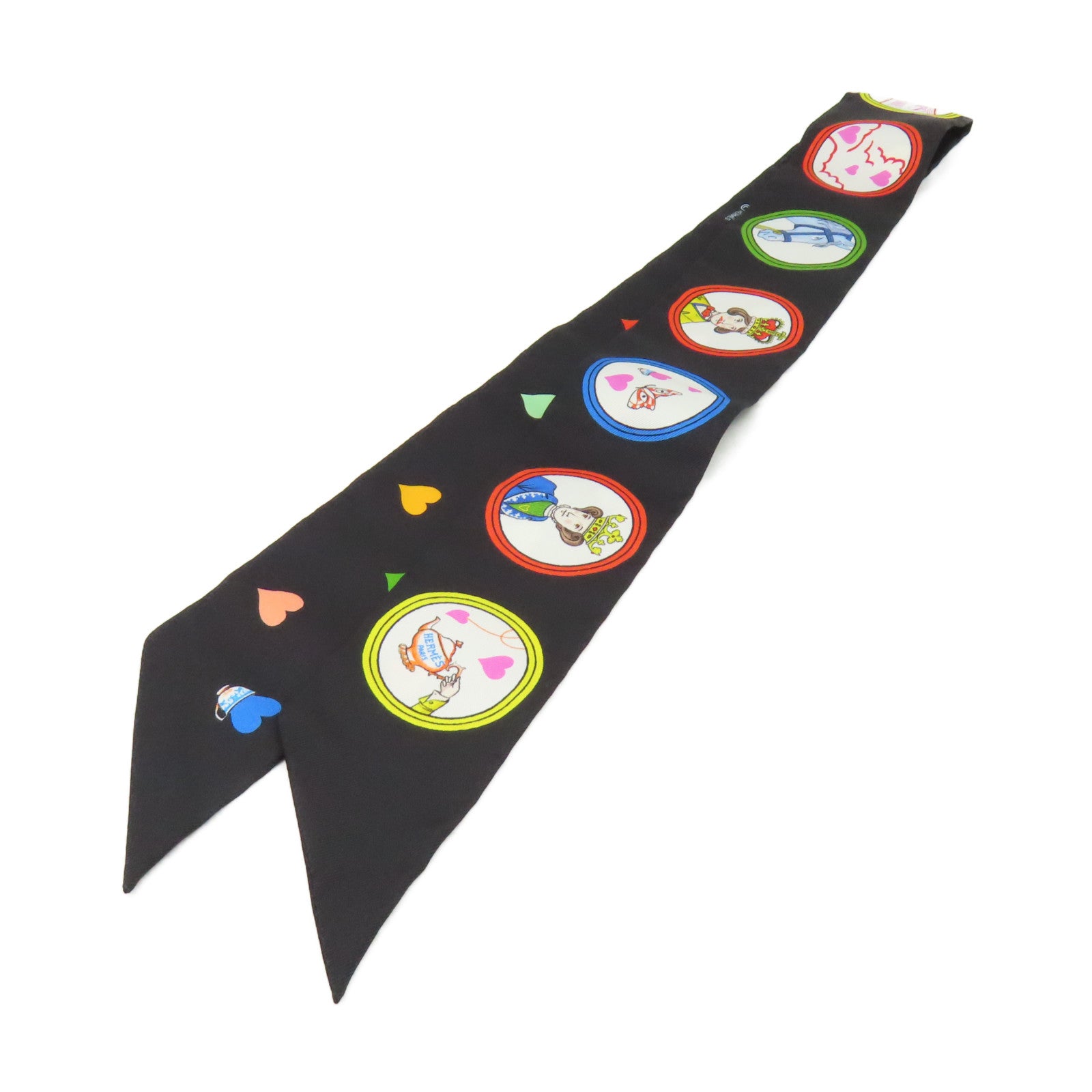 HERMES 【激減優惠】絲質Twilly Scarf絲巾黑色/彩色