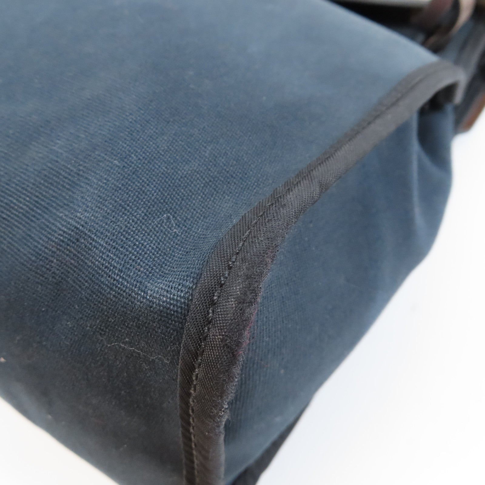 HERMES 帆布/皮革Herbag PM銀扣手挽肩背兩用袋Noir黑色