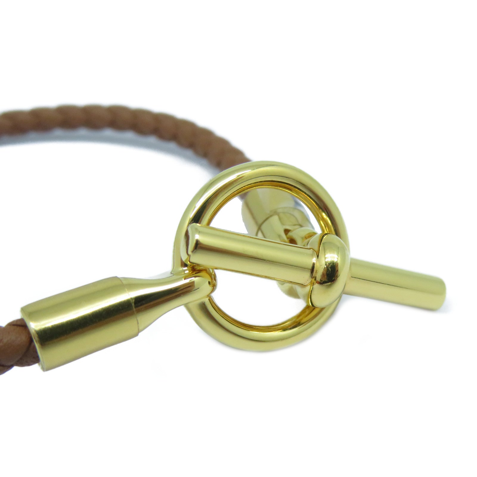 HERMES Swift皮革Glenan Bracelet金扣手鐲啡色