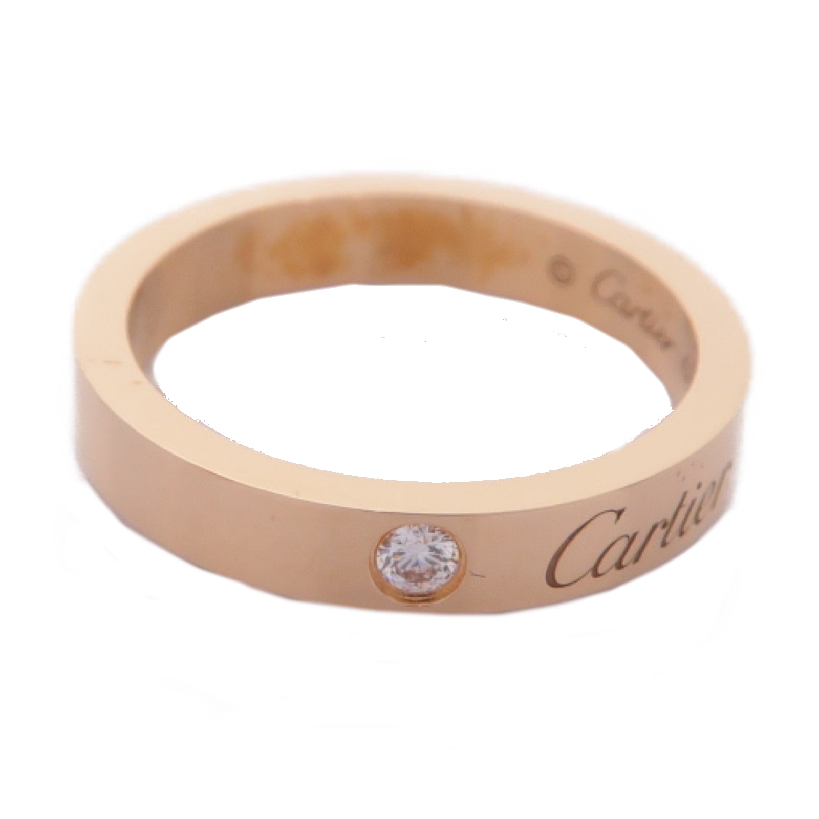 CARTIER 18K玫瑰金C De Ring鑽石戒指Cartier#48/US#4.5