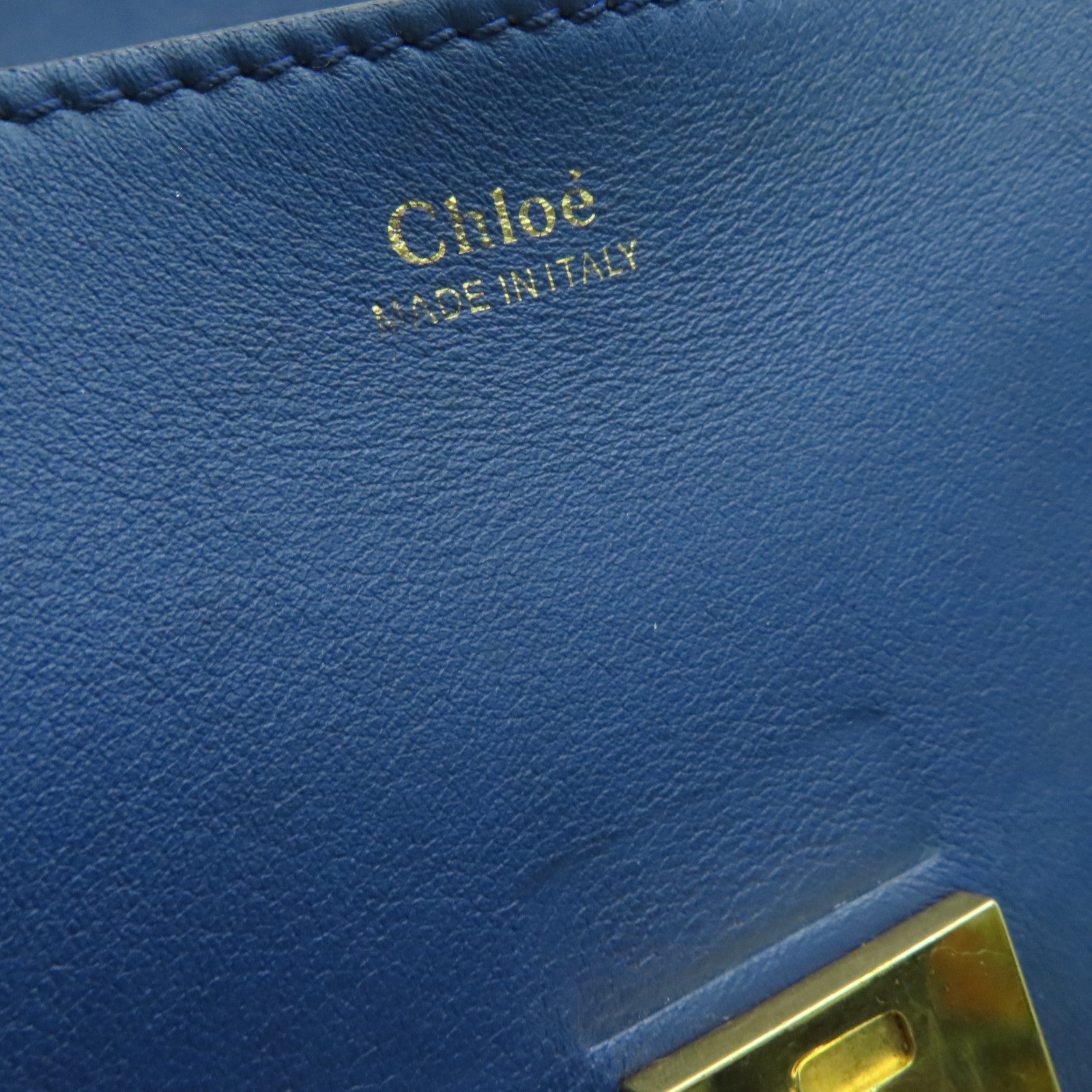Chloe 牛皮皮革Chain Shoulder Bag金扣链带肩背袋蓝色