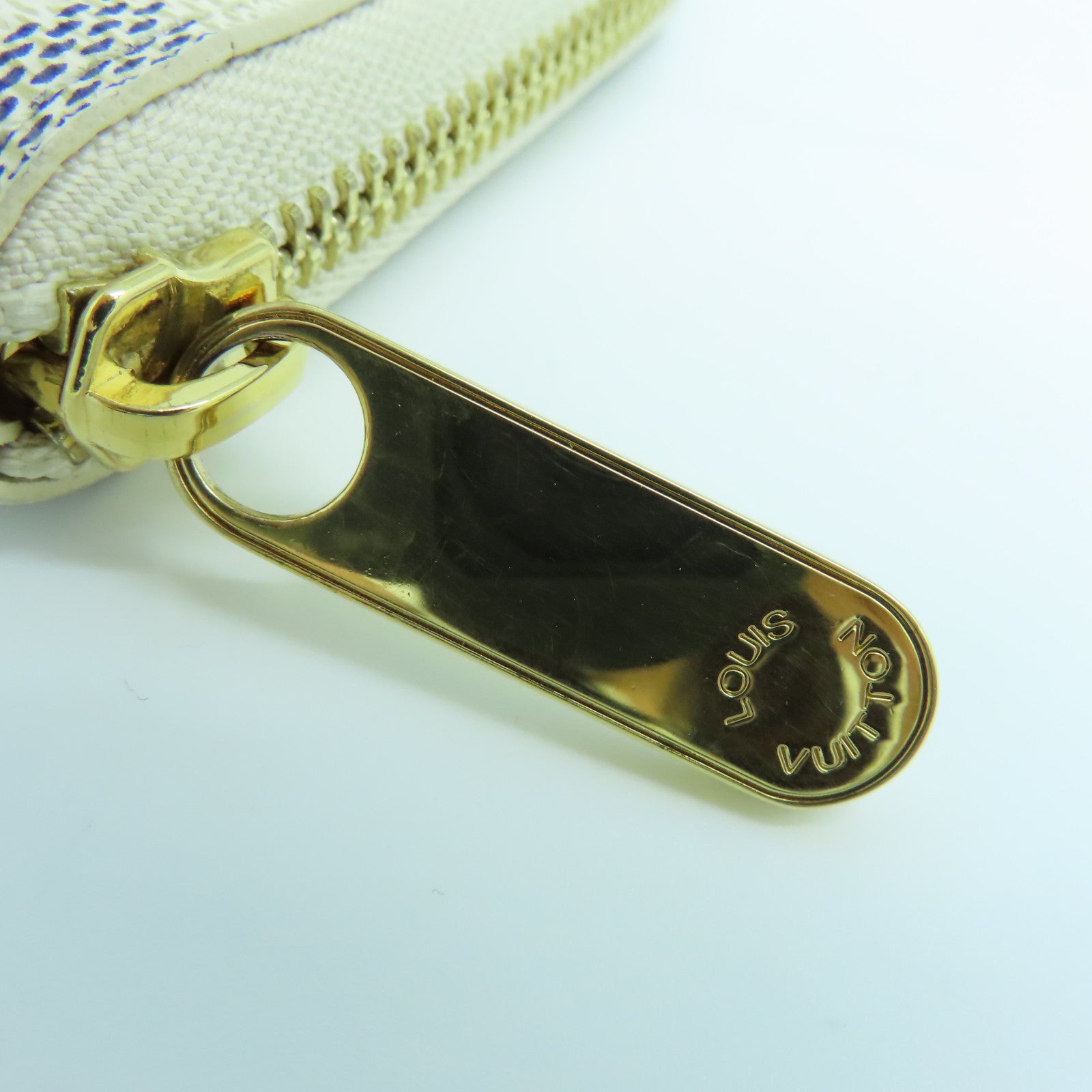LOUIS VUITTON Damier Azur Long Wallet gold buckle long wallet beige