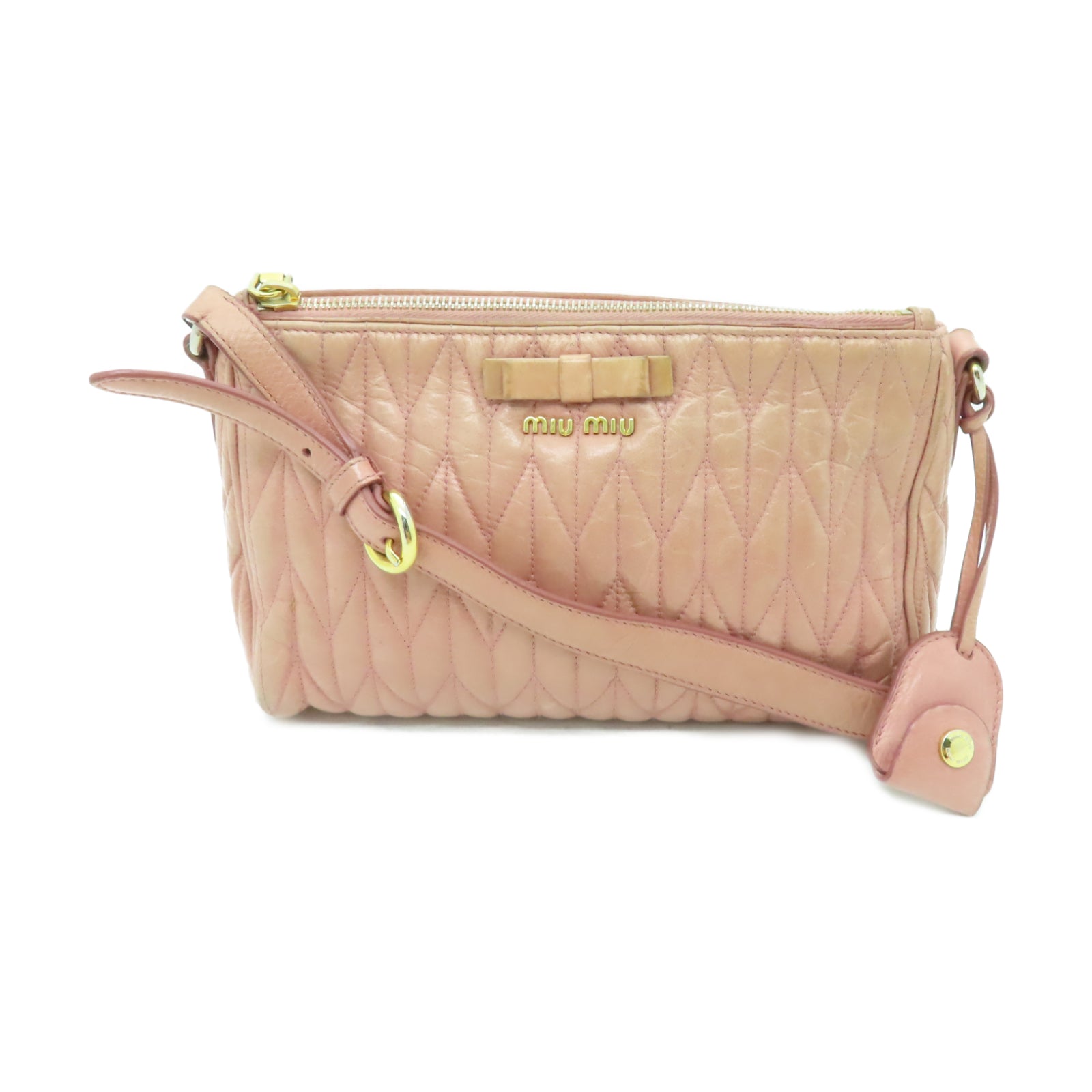 Miu Miu 牛皮皮革Shoulder Bag金扣肩背袋淺粉紅色