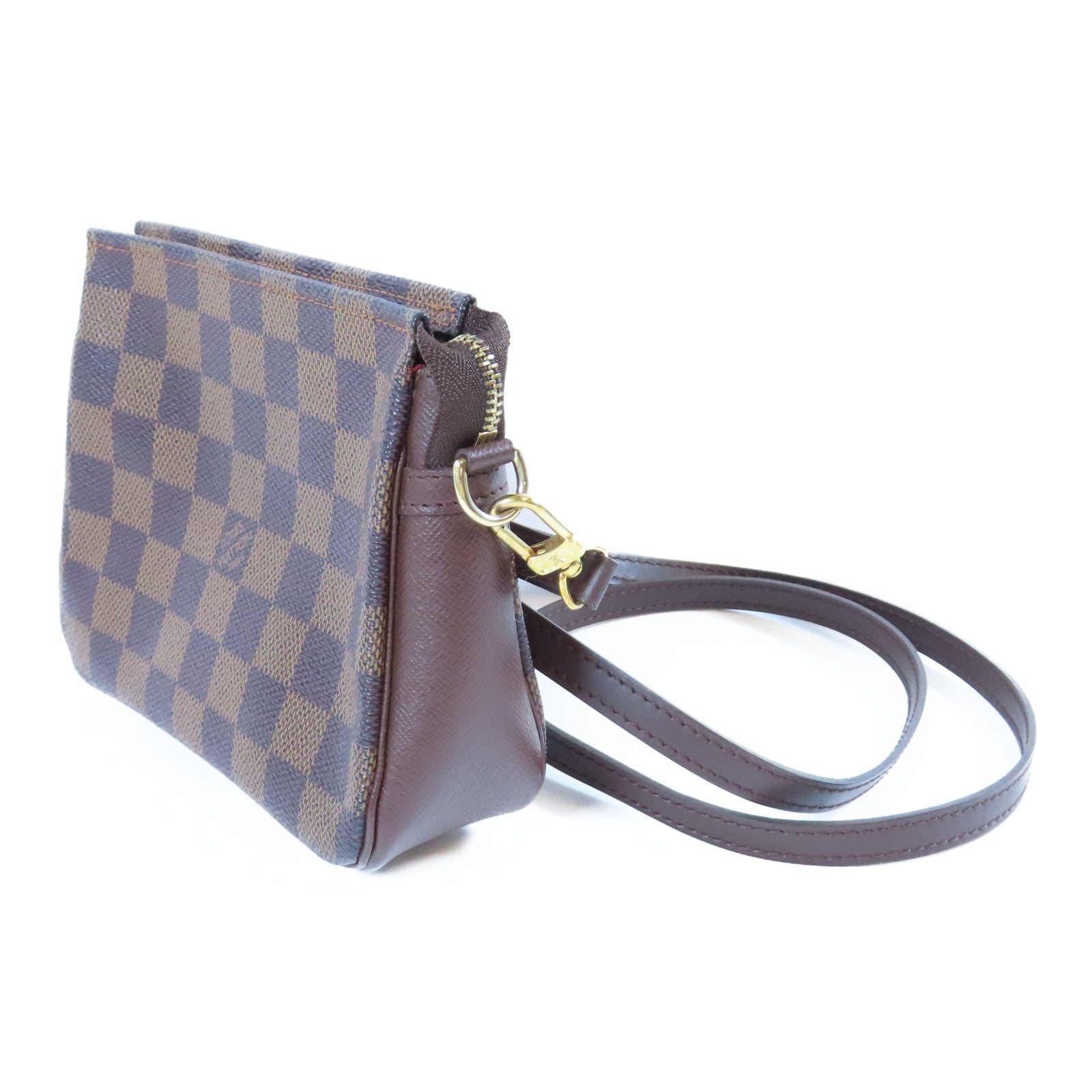 LOUIS VUITTON Damier Ebene Trousse Makeup Pouch金扣肩背袋啡色