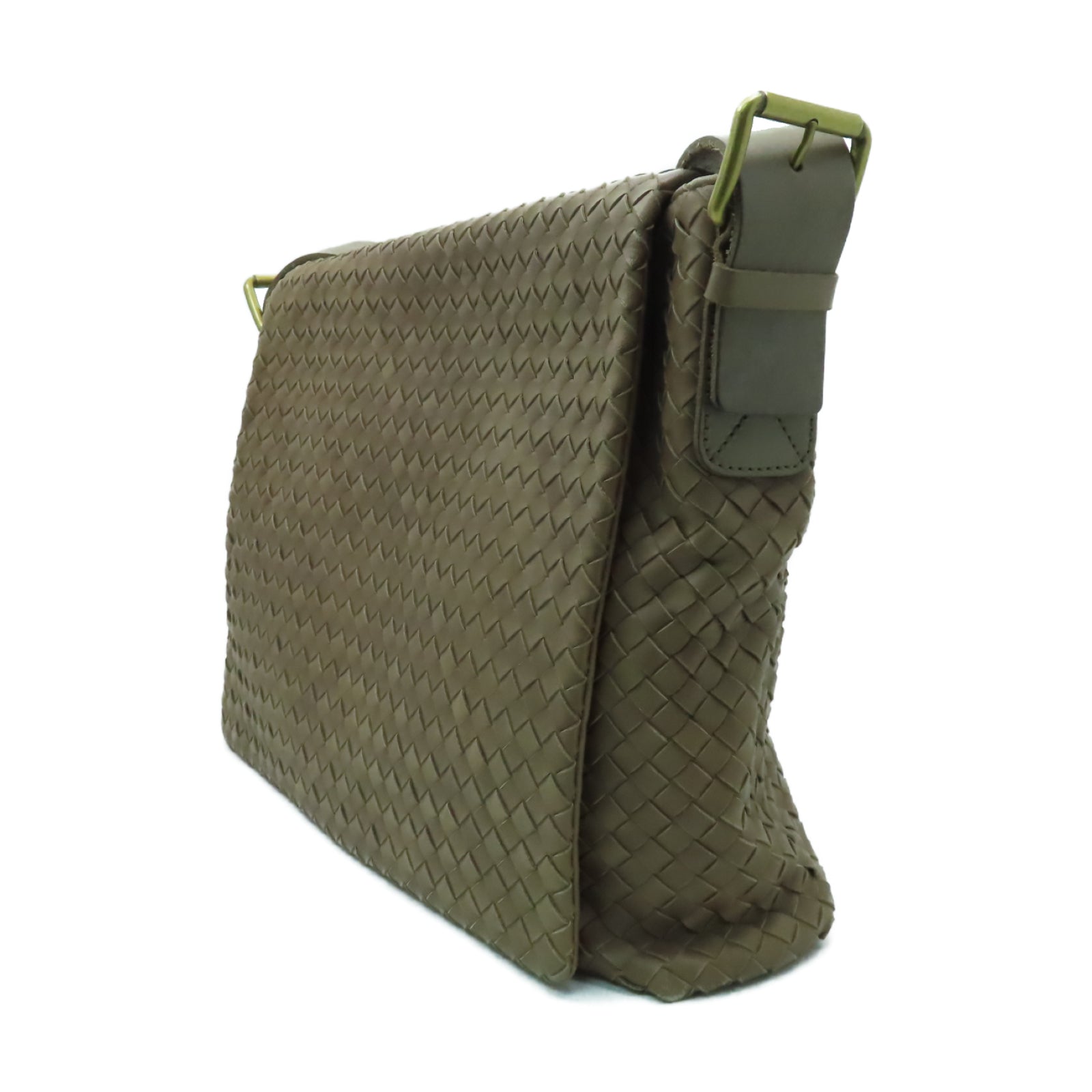 BOTTEGA VENETA 織紋皮革Shoulder Bag金扣肩背袋啡色