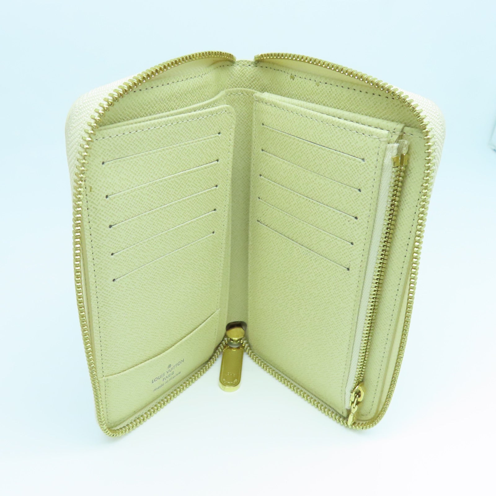 LOUIS VUITTON Damier Azur Long Wallet gold buckle long wallet beige