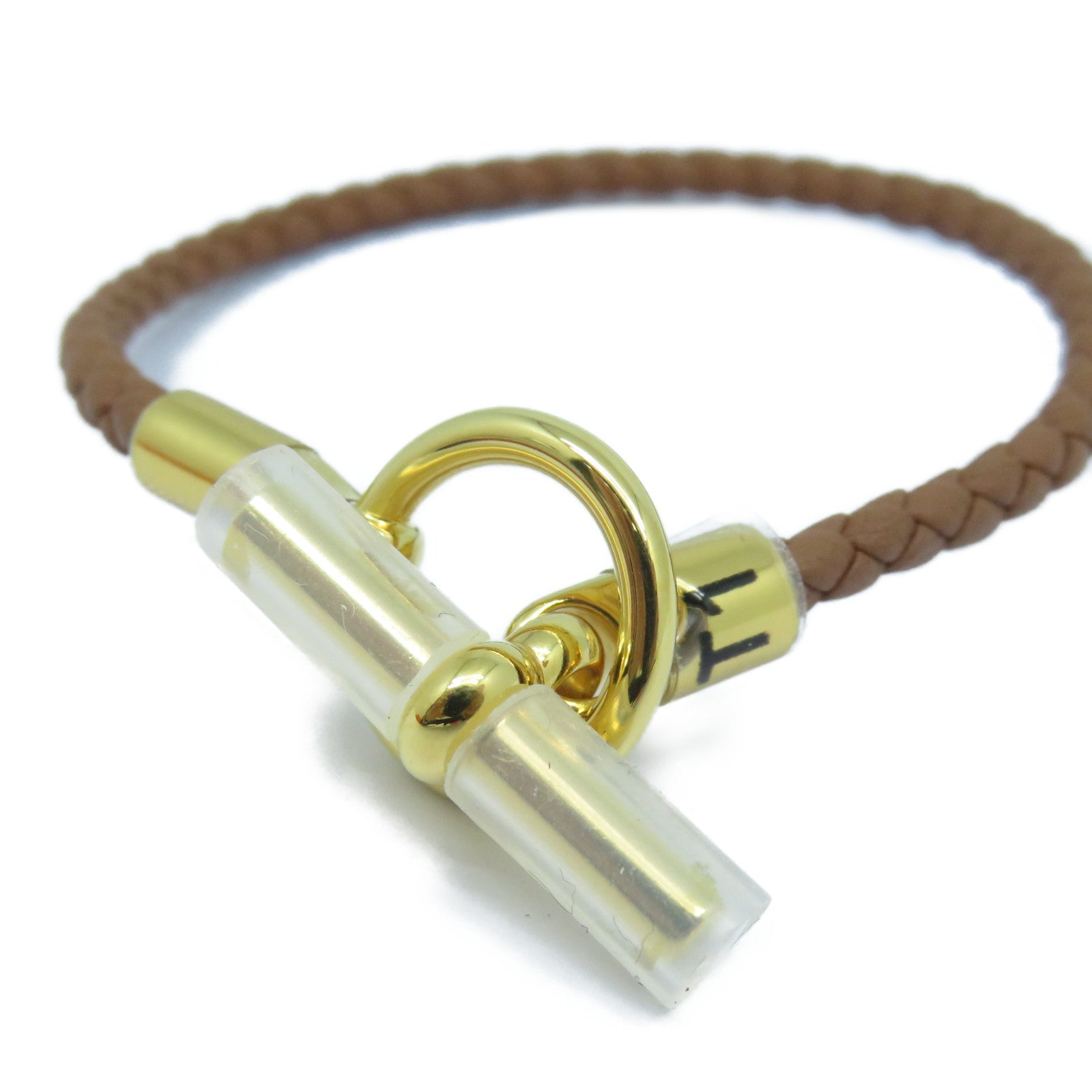 HERMES Swift皮革Glenan Bracelet金扣手鐲啡色