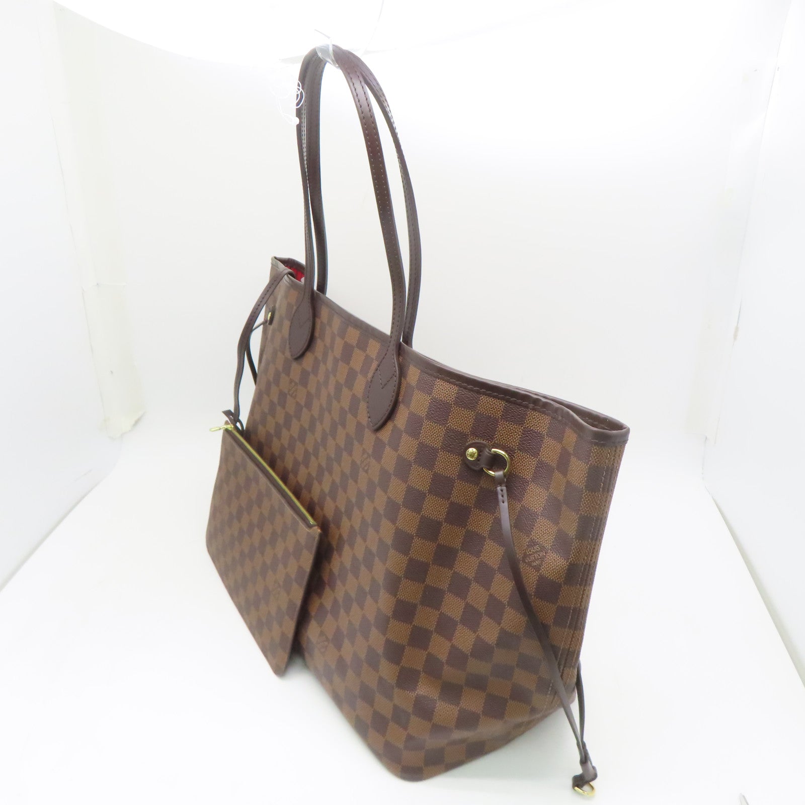 LOUIS VUITTON Damier Neverfull GM金扣手挽袋啡色