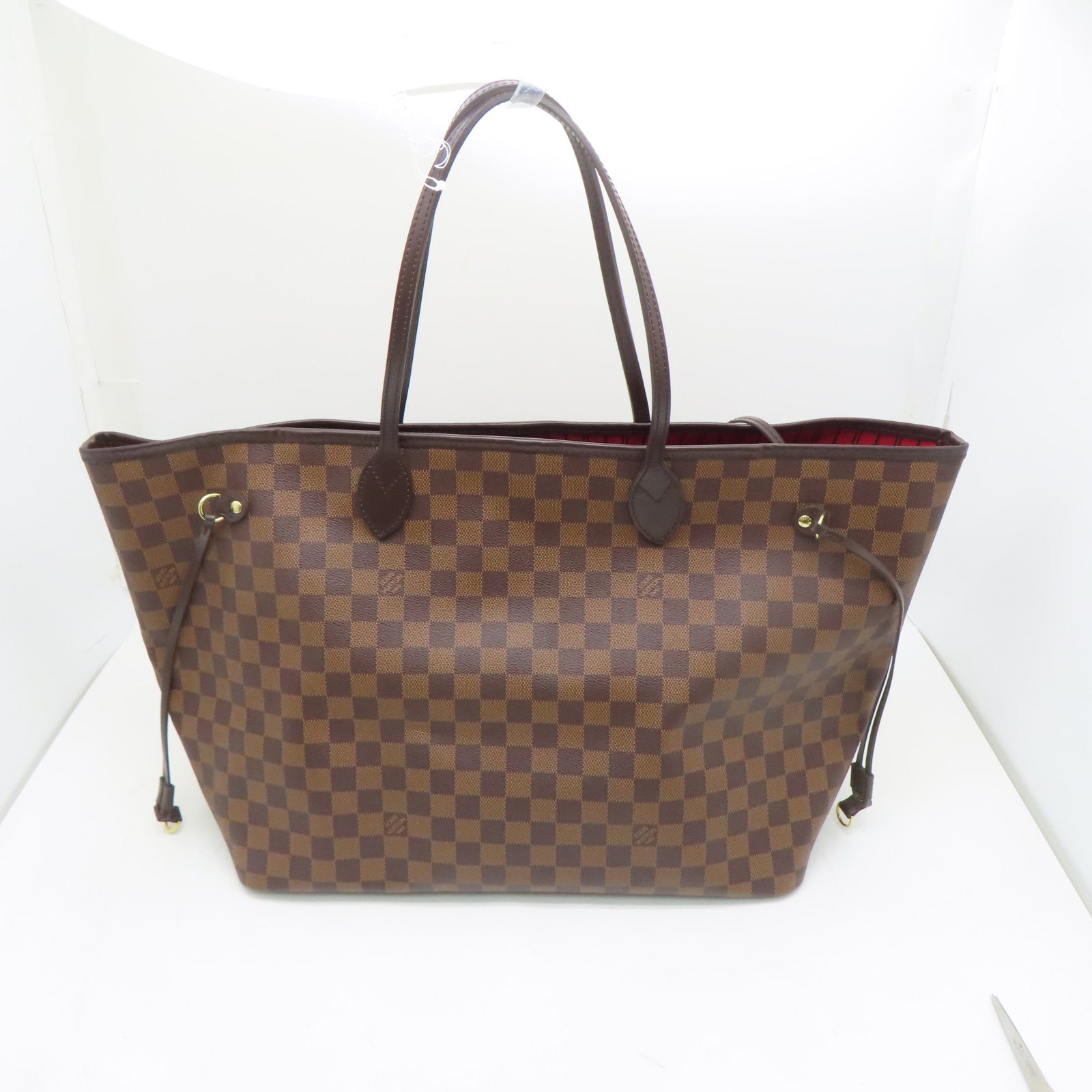 LOUIS VUITTON Damier Neverfull GM金扣手挽袋啡色