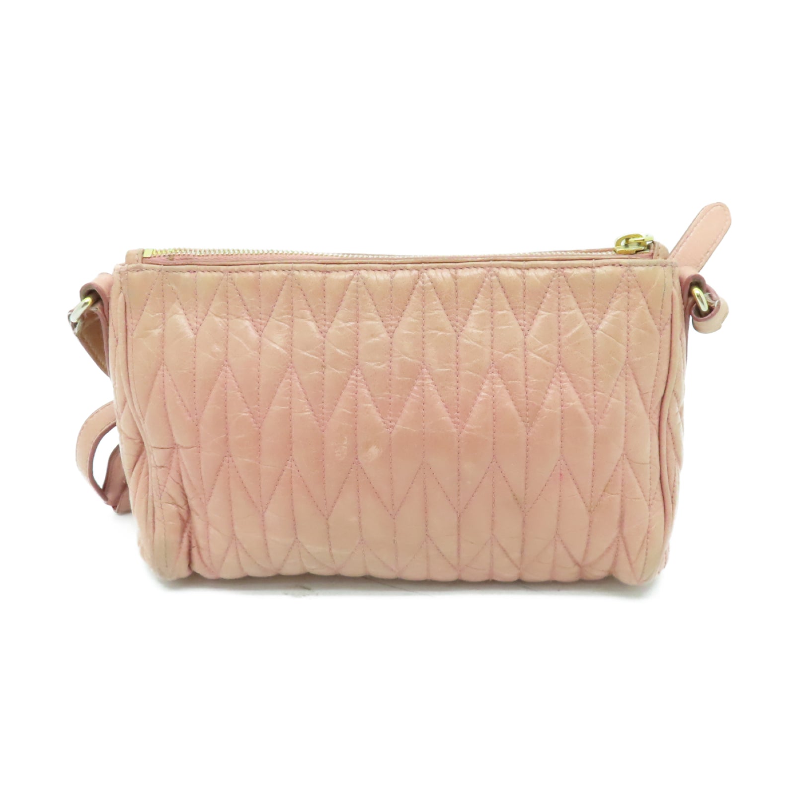 Miu Miu 牛皮皮革Shoulder Bag金扣肩背袋淺粉紅色