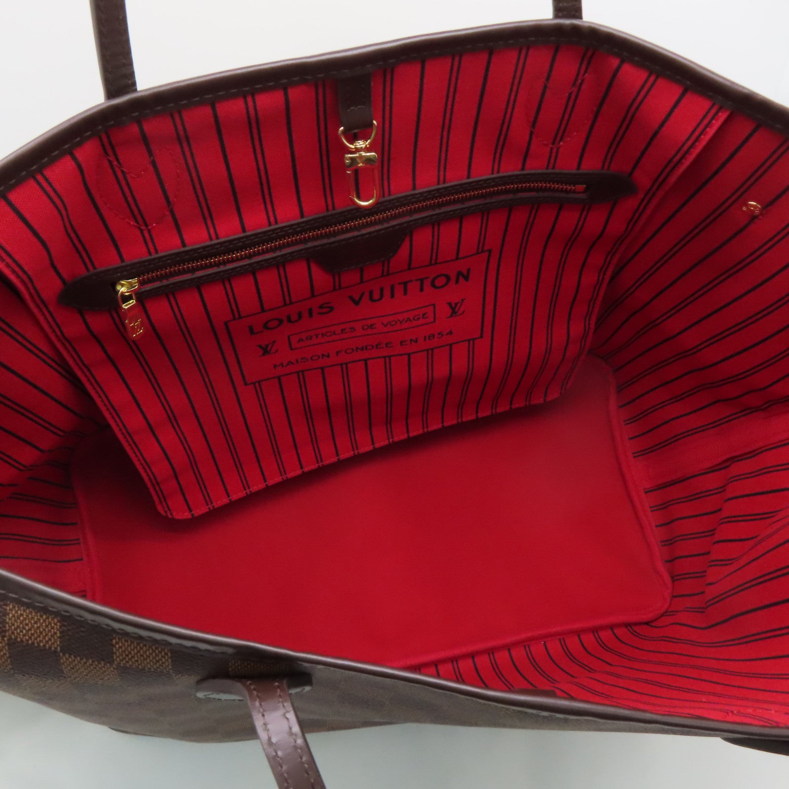 LOUIS VUITTON Damier Neverfull GM金扣手挽袋啡色
