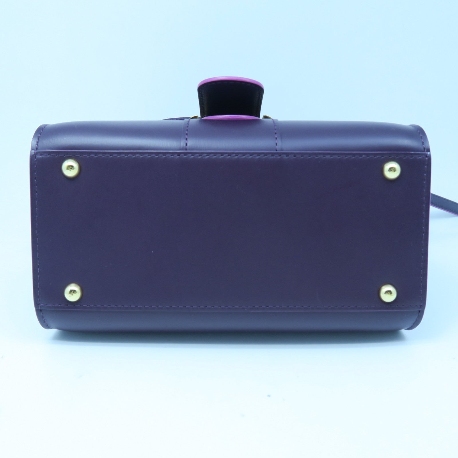 SELECTION 牛皮皮革Delvaux Brillant Mini金扣手挽肩背兩用袋紫紅色