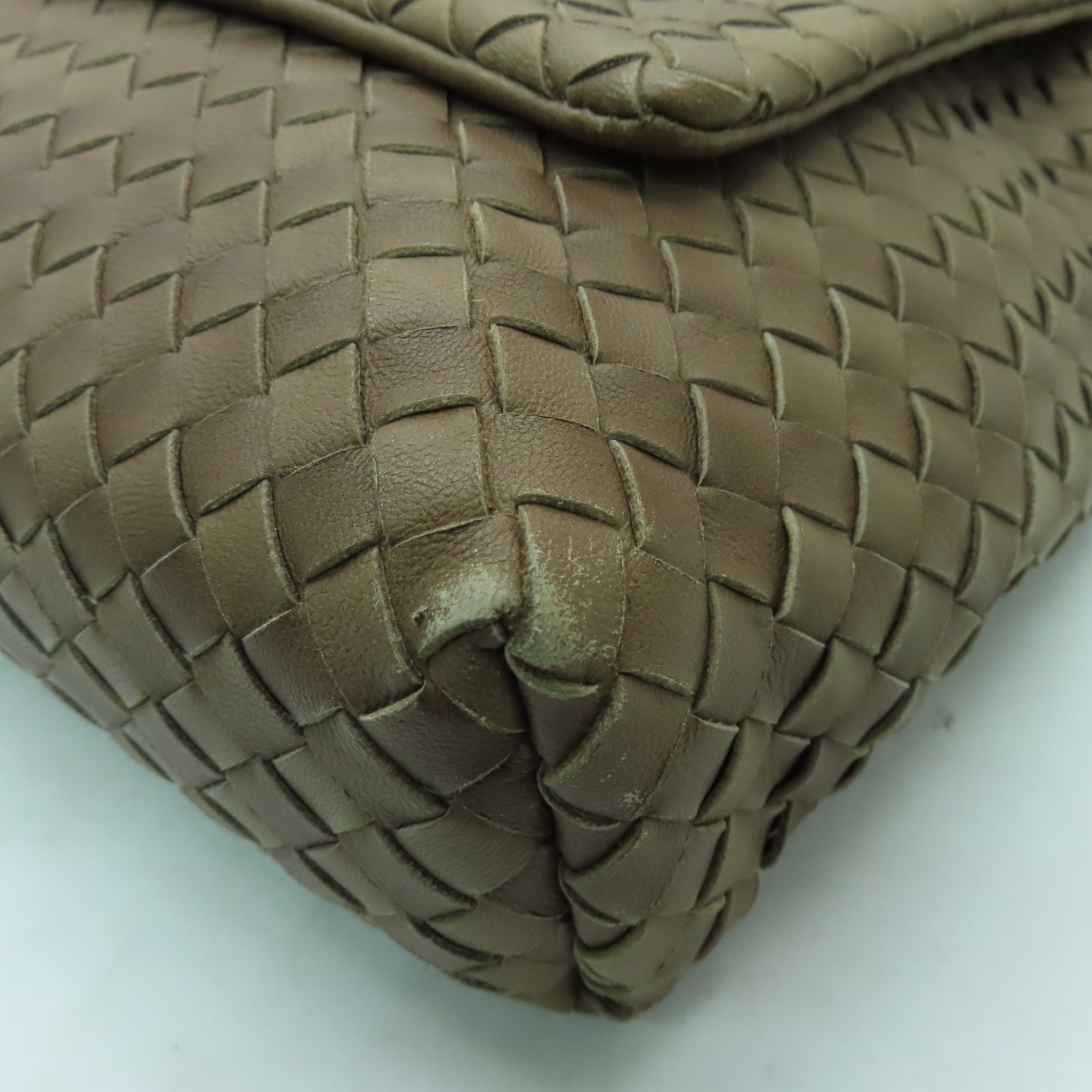 BOTTEGA VENETA 織紋皮革Shoulder Bag金扣肩背袋啡色