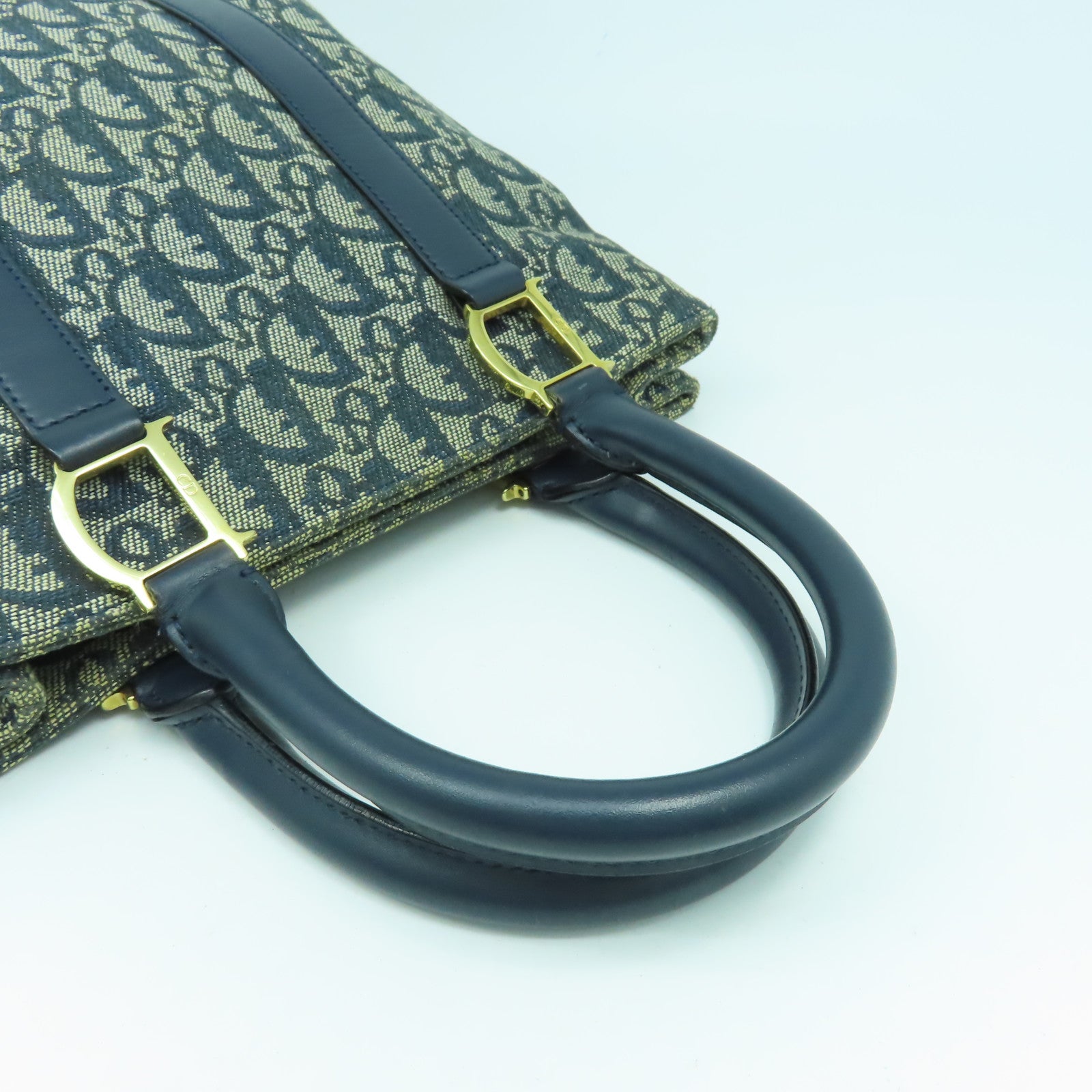 Dior 帆布Tote Bag金扣手挽袋藍色