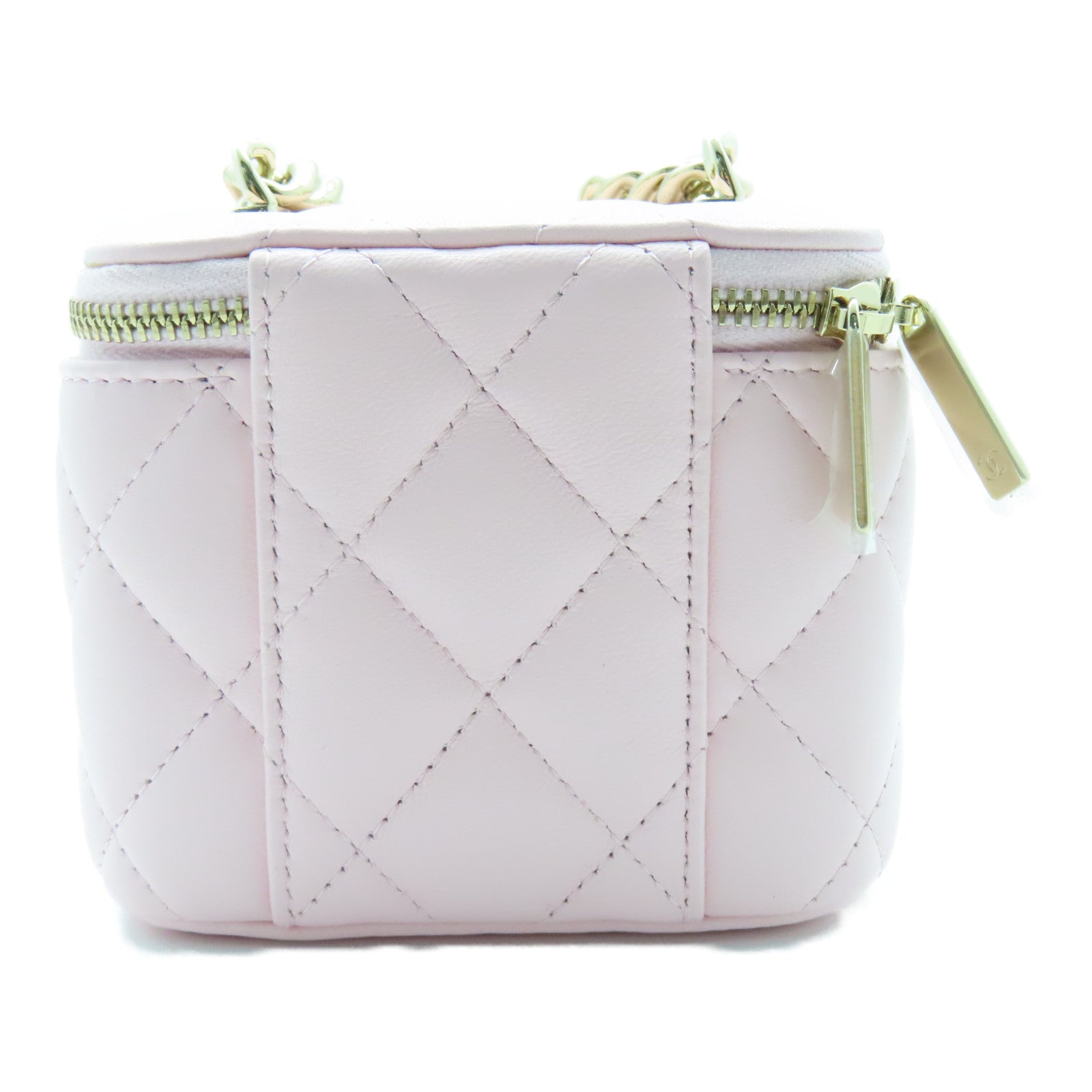 CHANEL 菱格羊皮皮革Chain Shoulder Bag金扣链带肩背袋粉红色