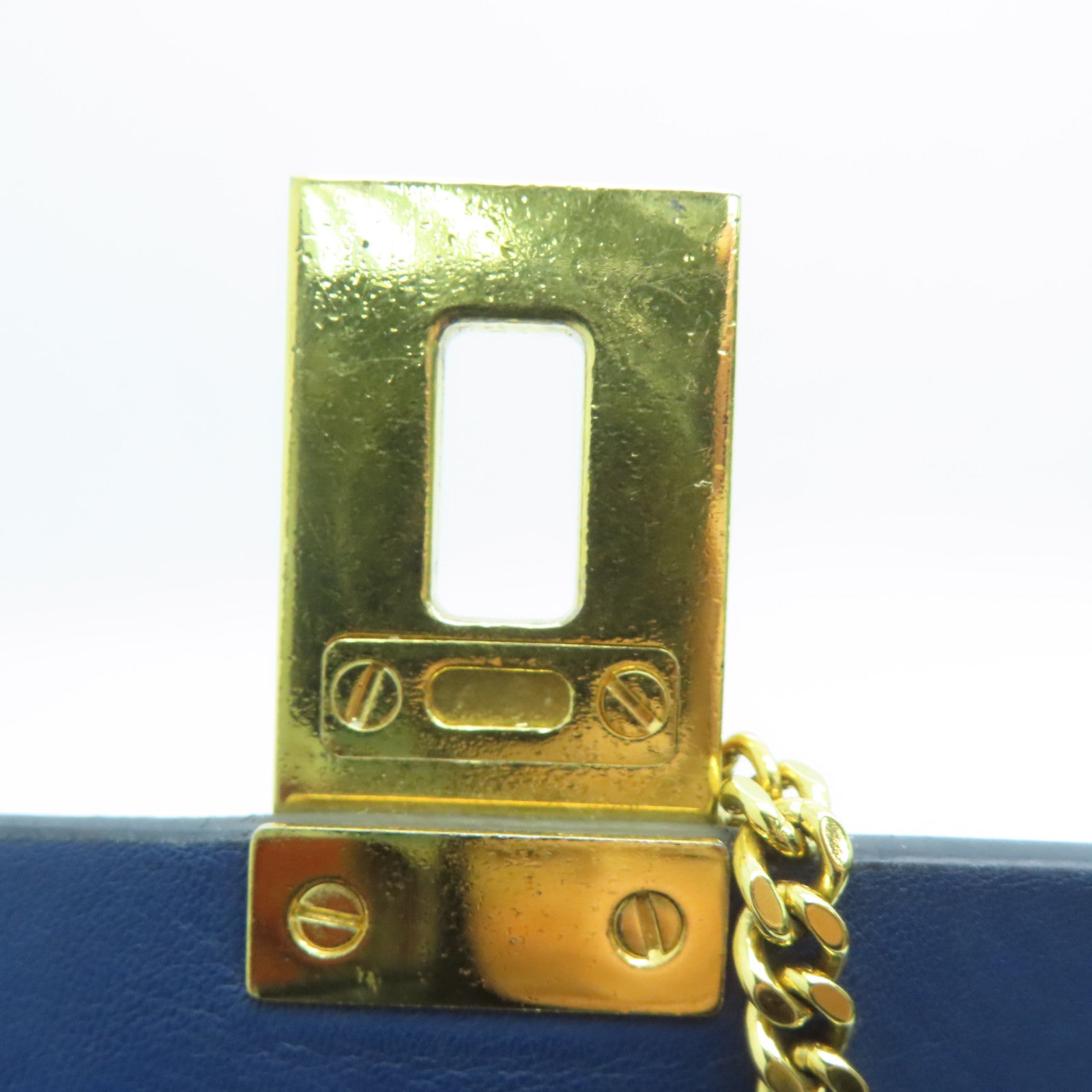 Chloe 牛皮皮革Chain Shoulder Bag金扣链带肩背袋蓝色
