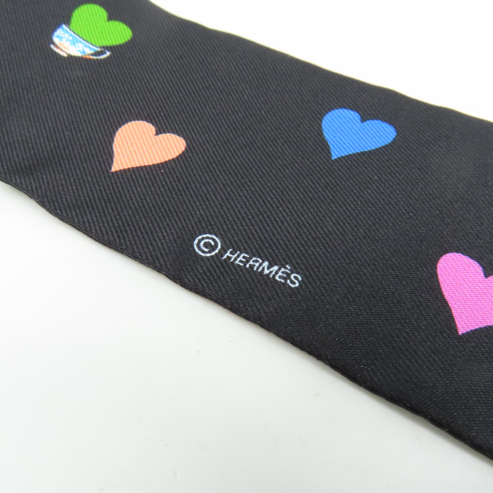 HERMES 【激減優惠】絲質Twilly Scarf絲巾黑色/彩色