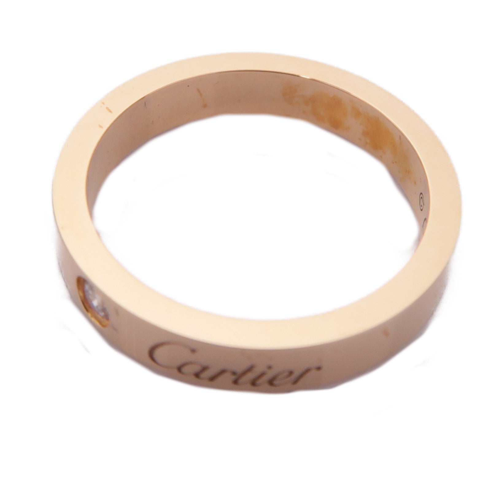 CARTIER 18K玫瑰金C De Ring鑽石戒指Cartier#48/US#4.5