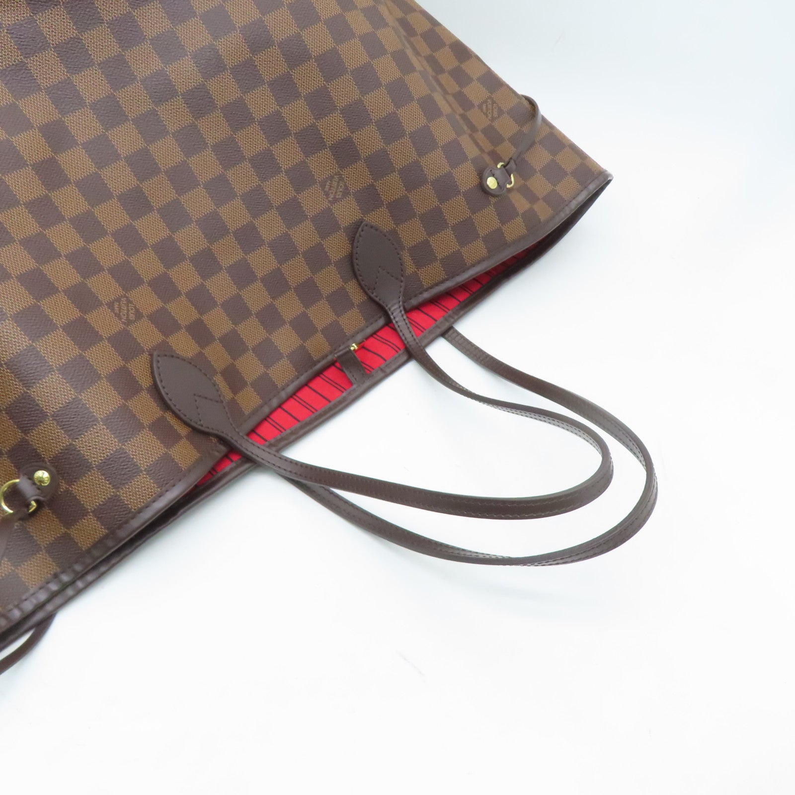 LOUIS VUITTON Damier Neverfull GM金扣手挽袋啡色