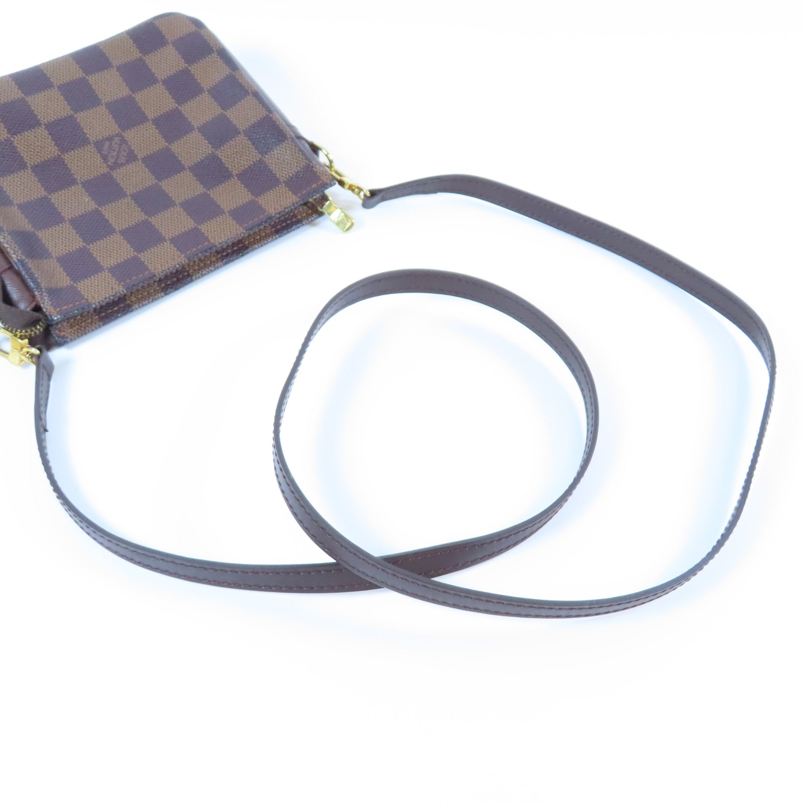 LOUIS VUITTON Damier Ebene Trousse Makeup Pouch金扣肩背袋啡色
