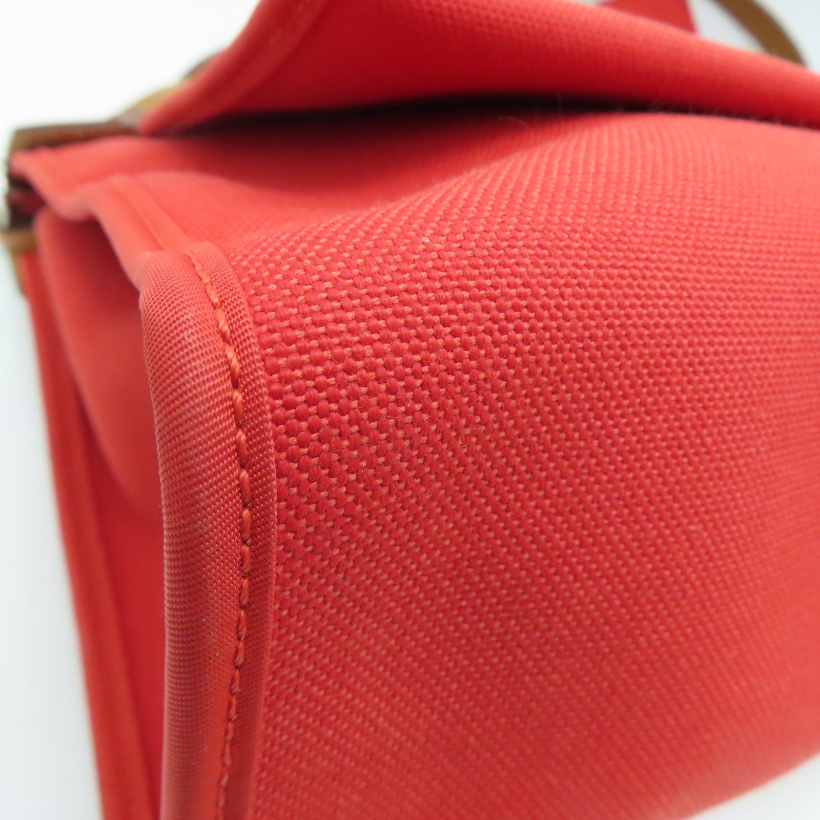 HERMES Canvas Herbag PM 2 Way Shoulder Bag Silver Buckle Handle Shoulder Bag Orange 9T/37