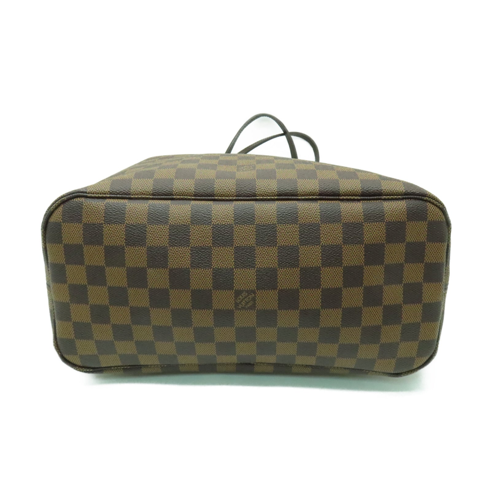 LOUIS VUITTON Damier Neverfull MM金扣手挽袋棕色