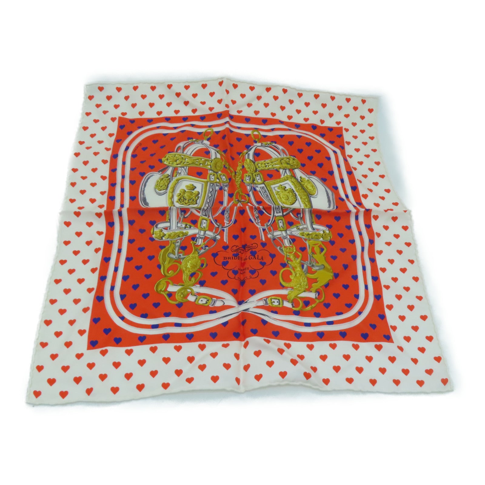 HERMES Silk Scarf White/Color
