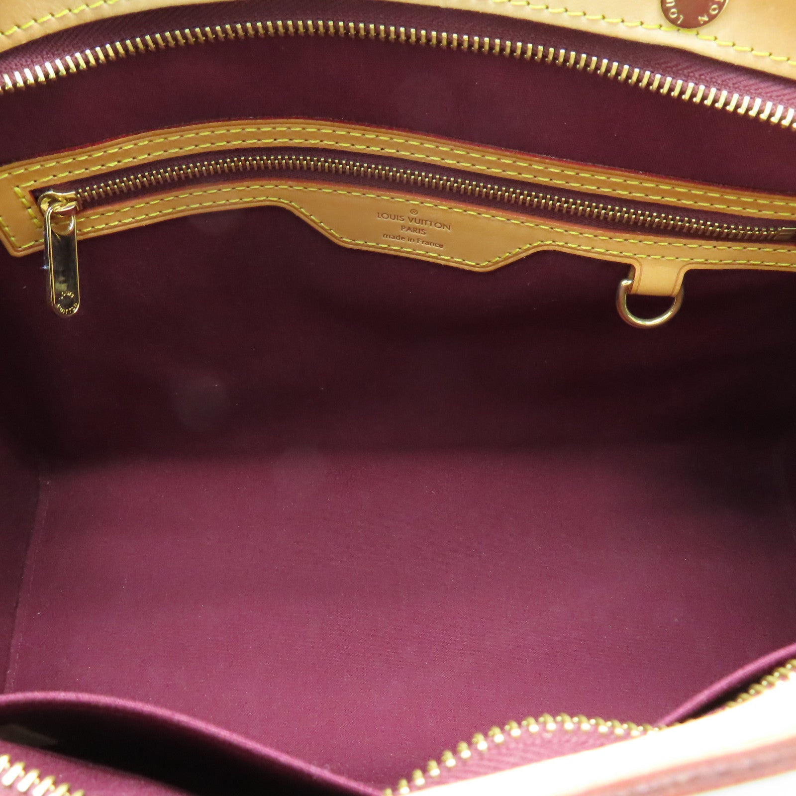 LOUIS VUITTON Vernis Brera MM金扣手挽袋酒红色