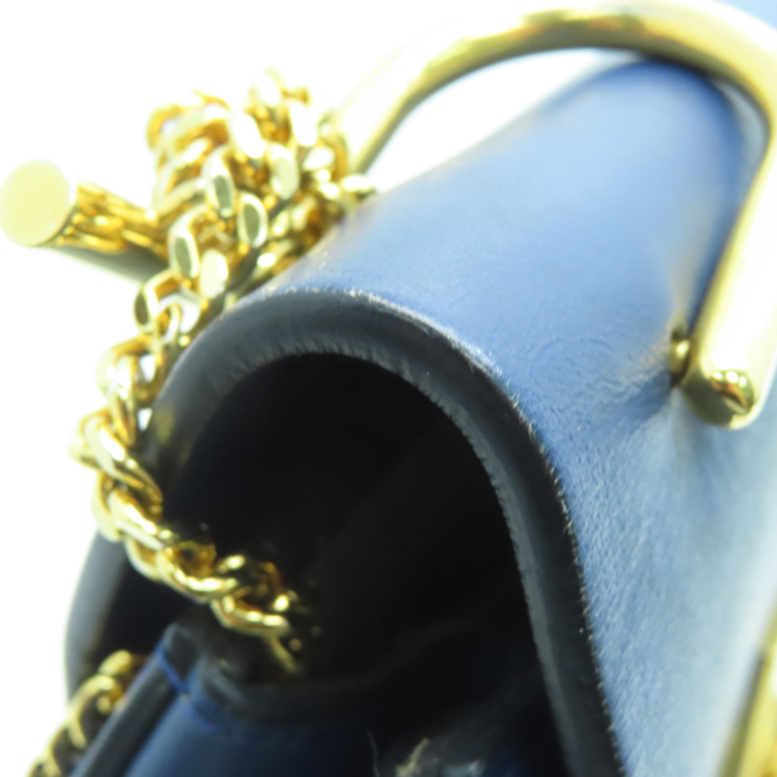 Chloe 牛皮皮革Chain Shoulder Bag金扣链带肩背袋蓝色
