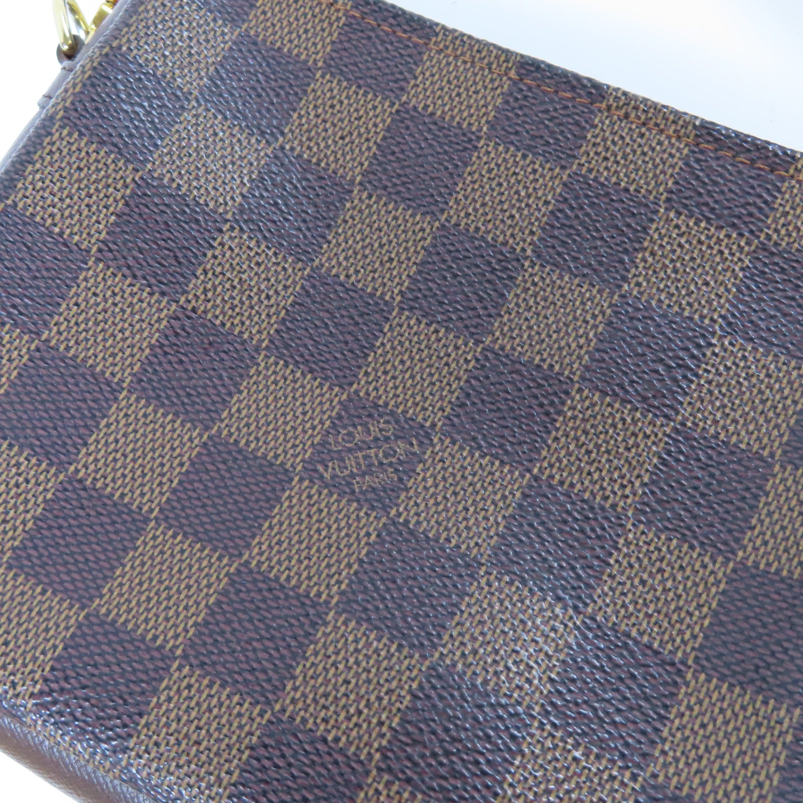 LOUIS VUITTON Damier Ebene Trousse Makeup Pouch金扣肩背袋啡色