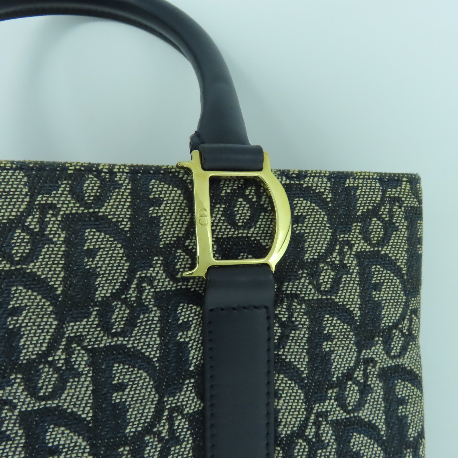 Dior 帆布Tote Bag金扣手挽袋藍色