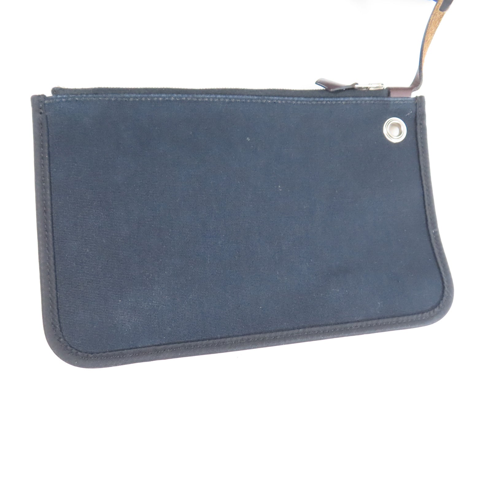 HERMES 帆布/皮革Herbag PM銀扣手挽肩背兩用袋Noir黑色