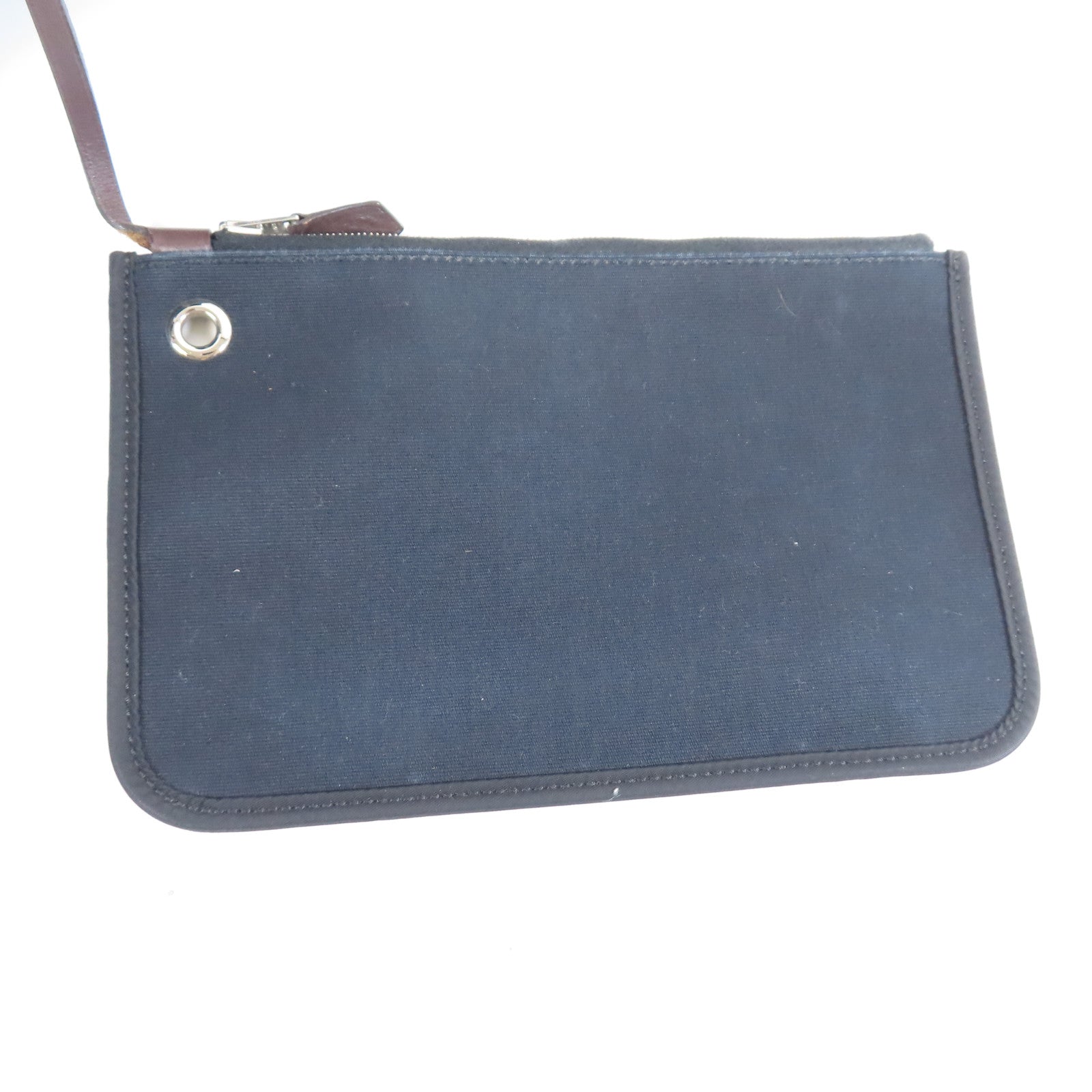 HERMES 帆布/皮革Herbag PM銀扣手挽肩背兩用袋Noir黑色
