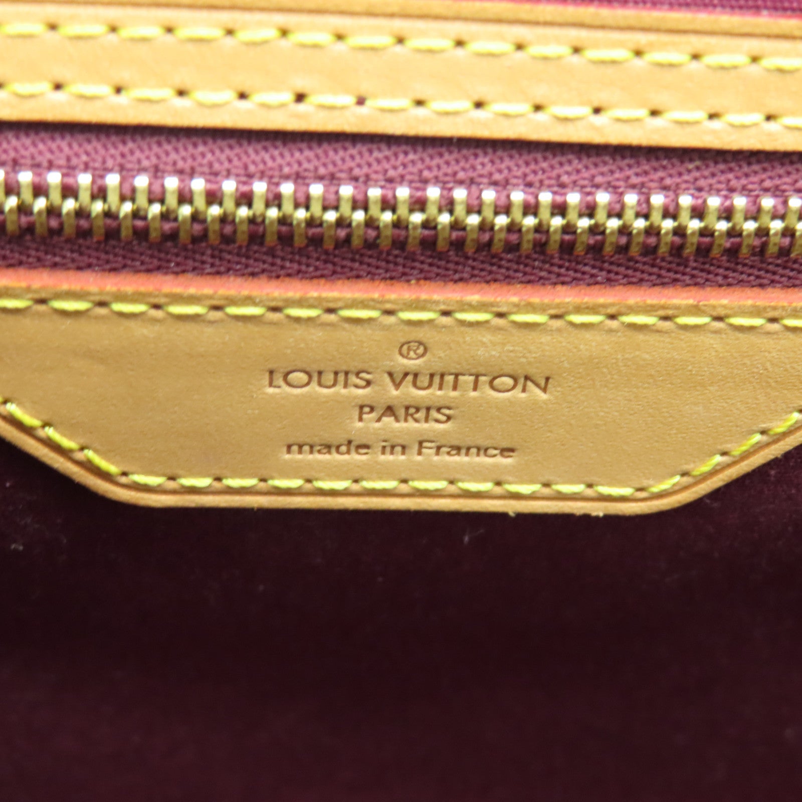 LOUIS VUITTON Vernis Brera MM金扣手挽袋酒红色