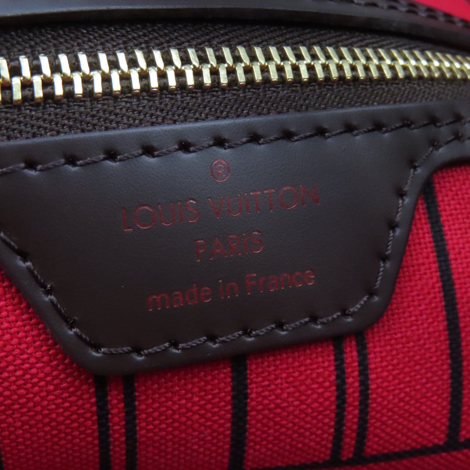 LOUIS VUITTON Damier Neverfull GM金扣手挽袋啡色