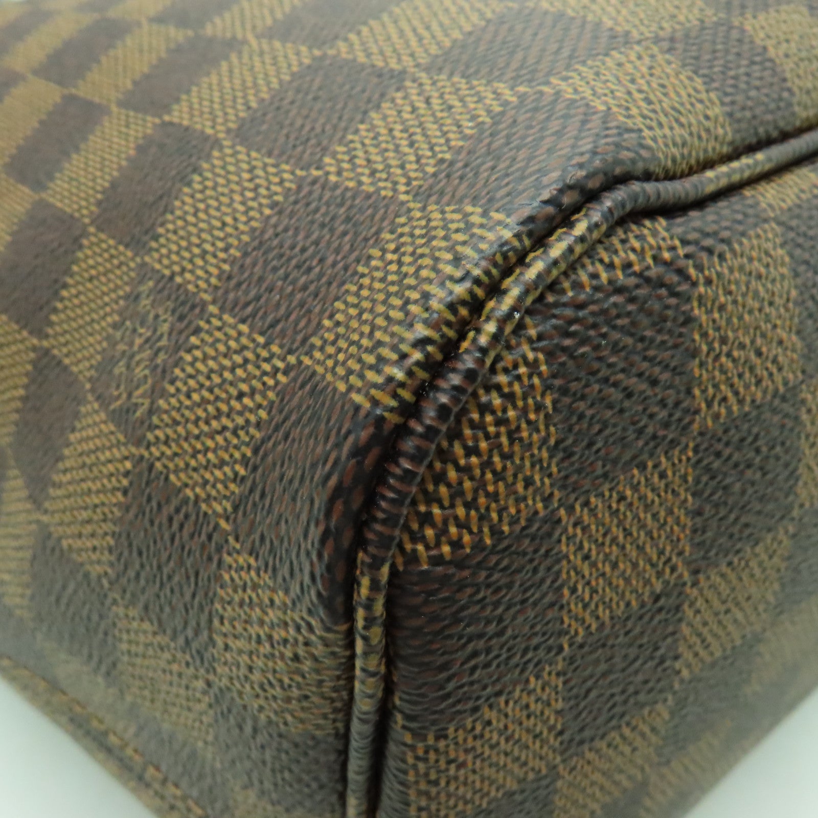 LOUIS VUITTON Damier Neverfull MM金扣手挽袋棕色