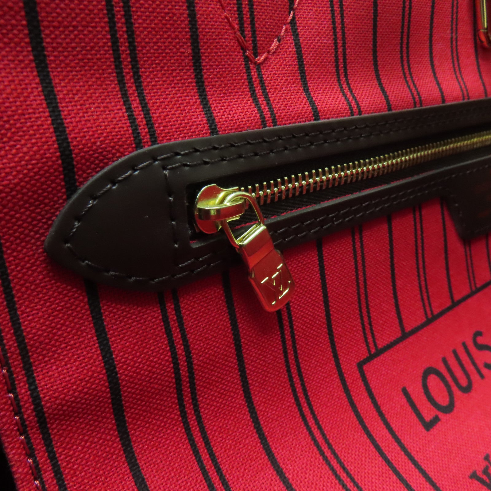 LOUIS VUITTON Damier Neverfull GM金扣手挽袋啡色