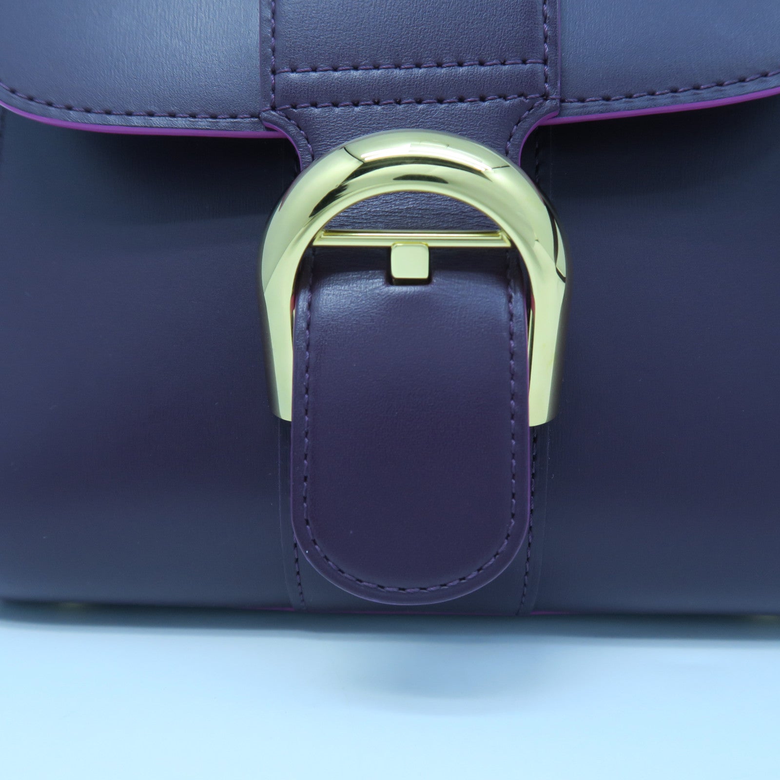 SELECTION 牛皮皮革Delvaux Brillant Mini金扣手挽肩背兩用袋紫紅色