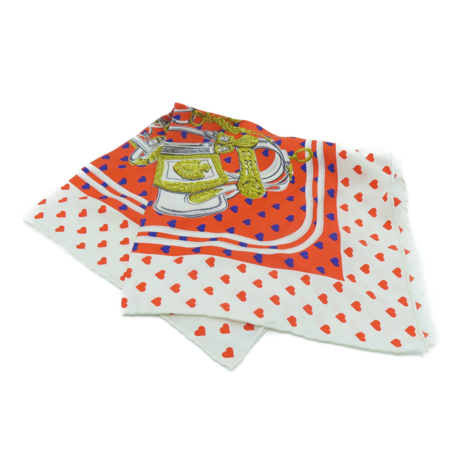 HERMES Silk Scarf White/Color
