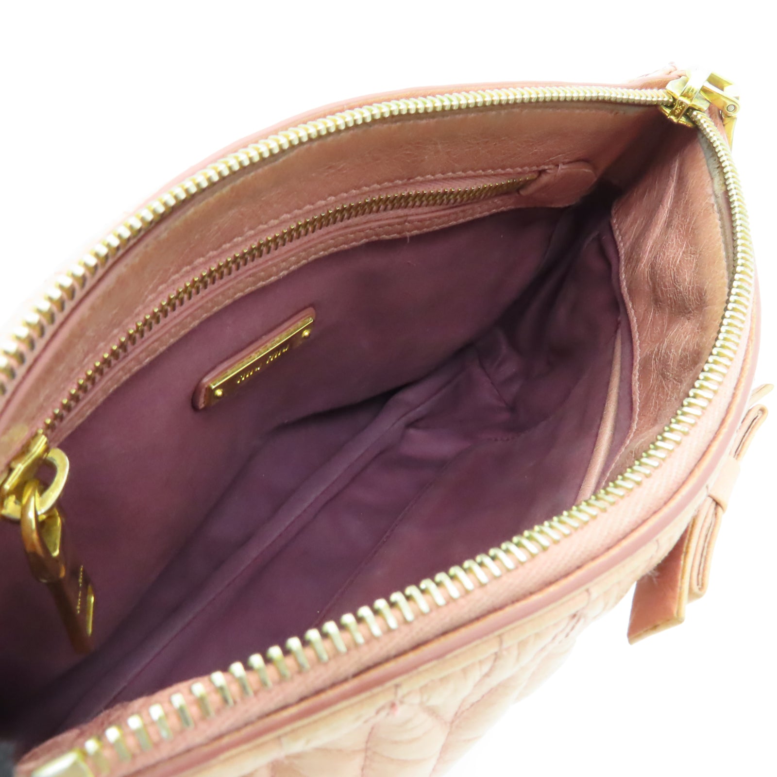Miu Miu 牛皮皮革Shoulder Bag金扣肩背袋淺粉紅色