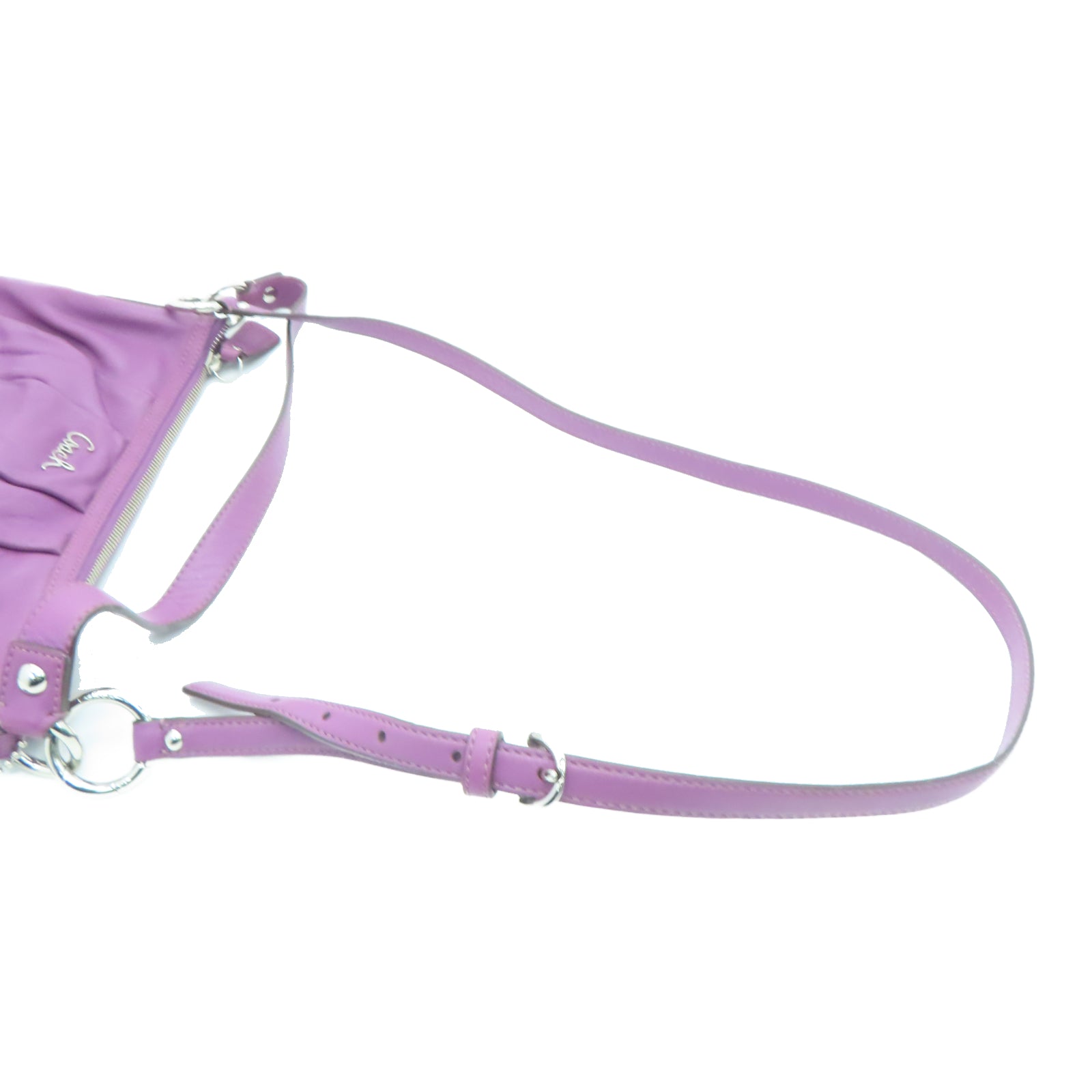 COACH 牛皮皮革2 Way Shoulder银扣手挽肩背两用袋紫色