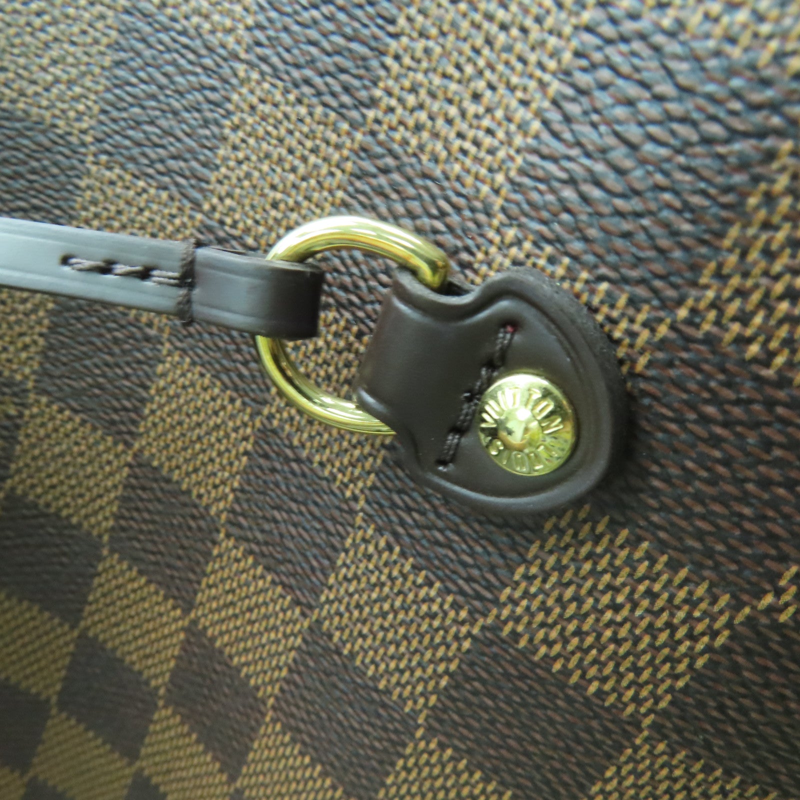 LOUIS VUITTON Damier Neverfull GM金扣手挽袋啡色