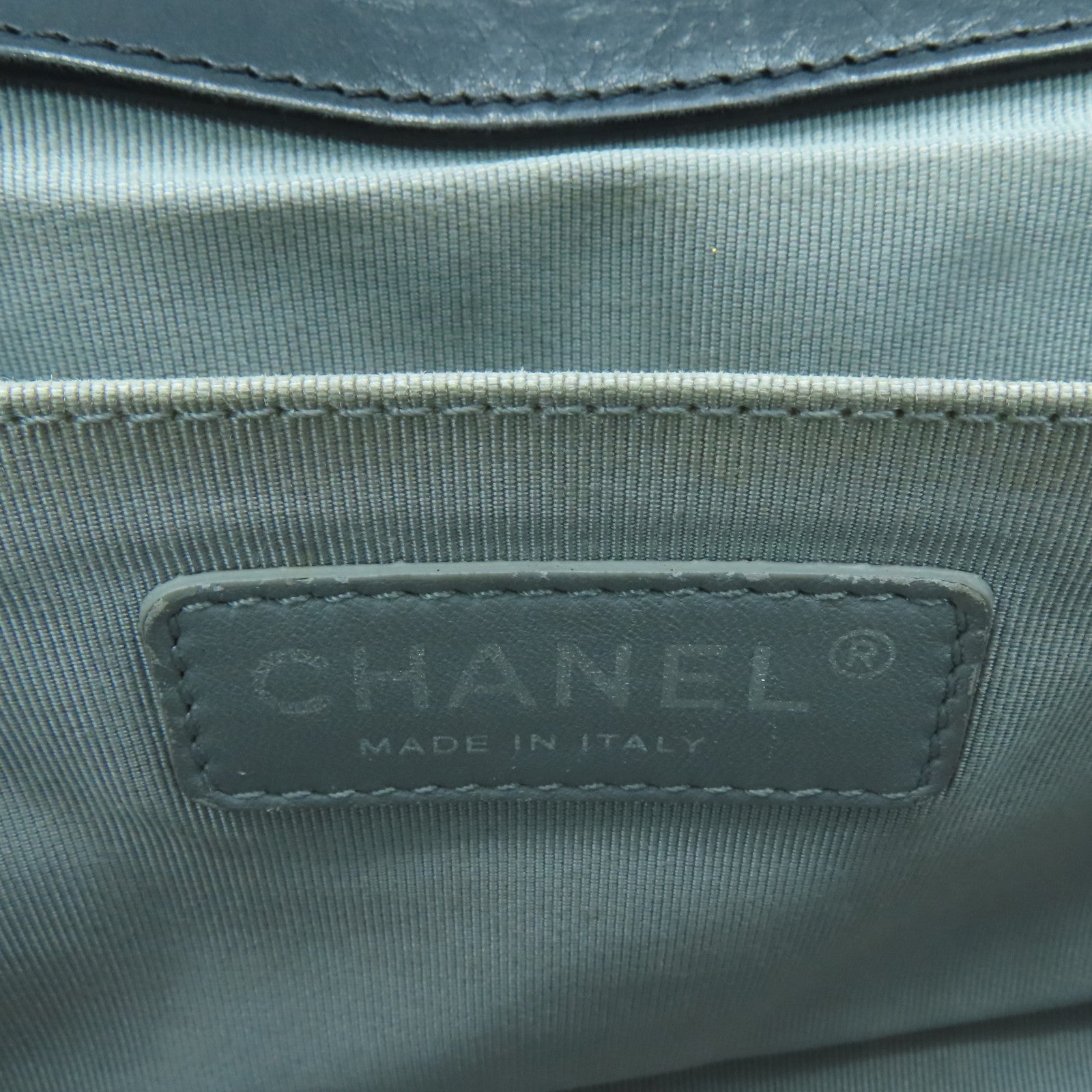 CHANEL 牛皮皮革Boy 25銀扣鏈帶手挽肩背兩用袋黑色