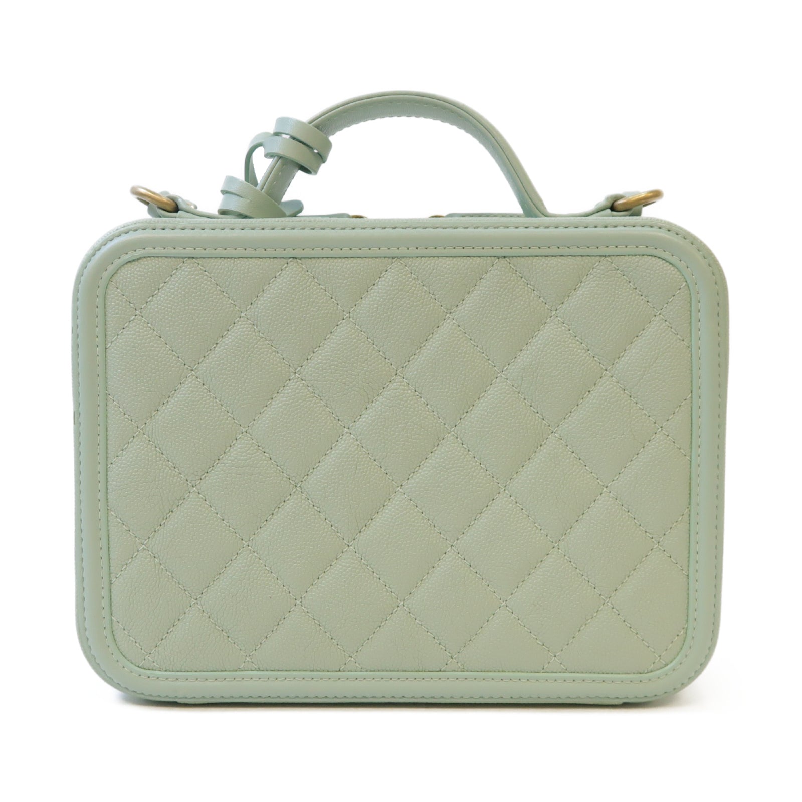 CHANEL 菱格牛皮皮革Shoulder Bag金扣鏈帶肩背袋綠色