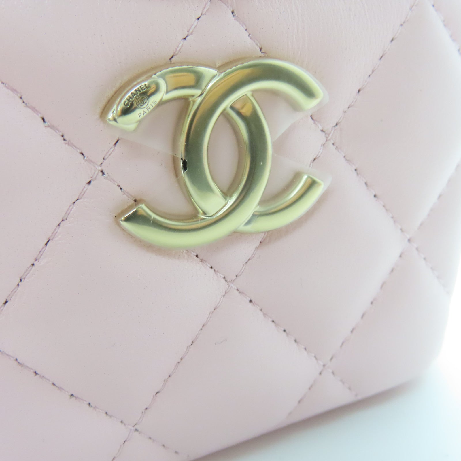 CHANEL 菱格羊皮皮革Chain Shoulder Bag金扣链带肩背袋粉红色